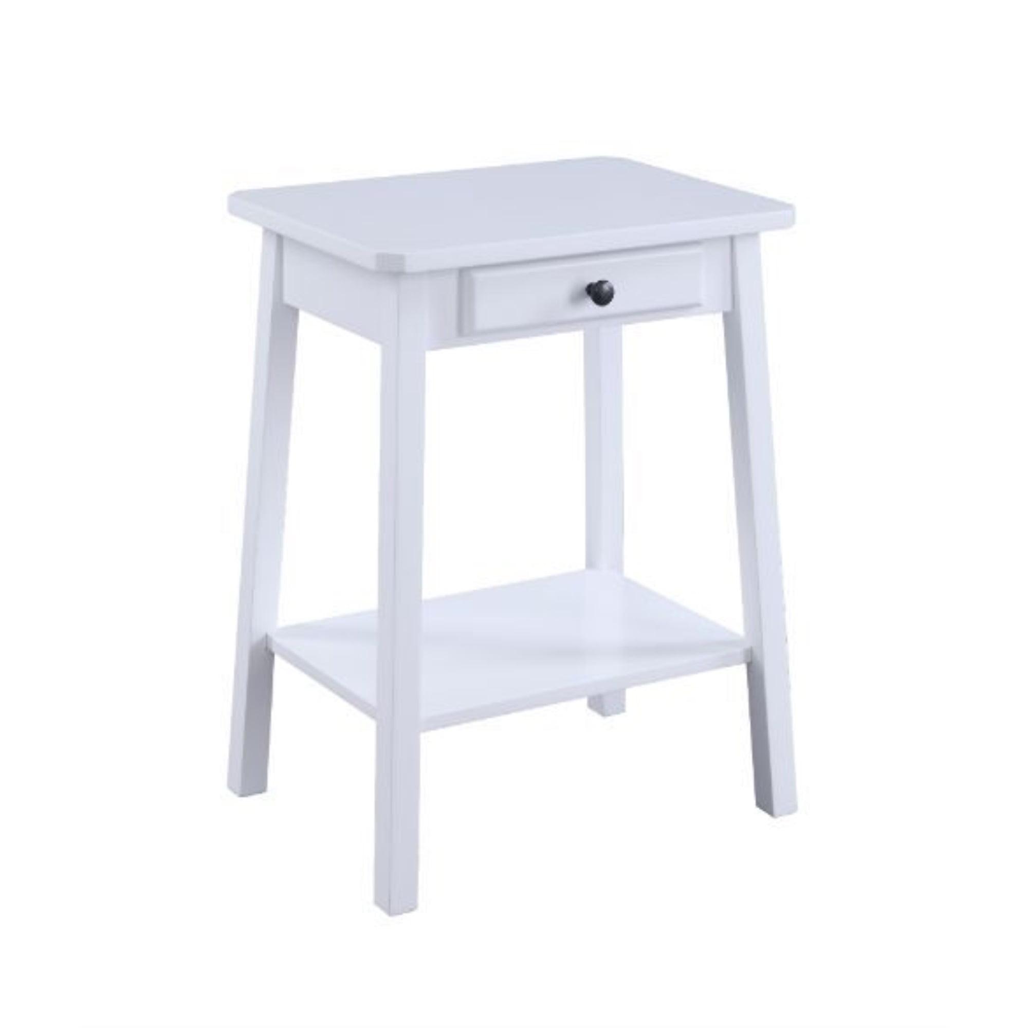 27" Classic White Wood Accent Table with Drawer and Shelf