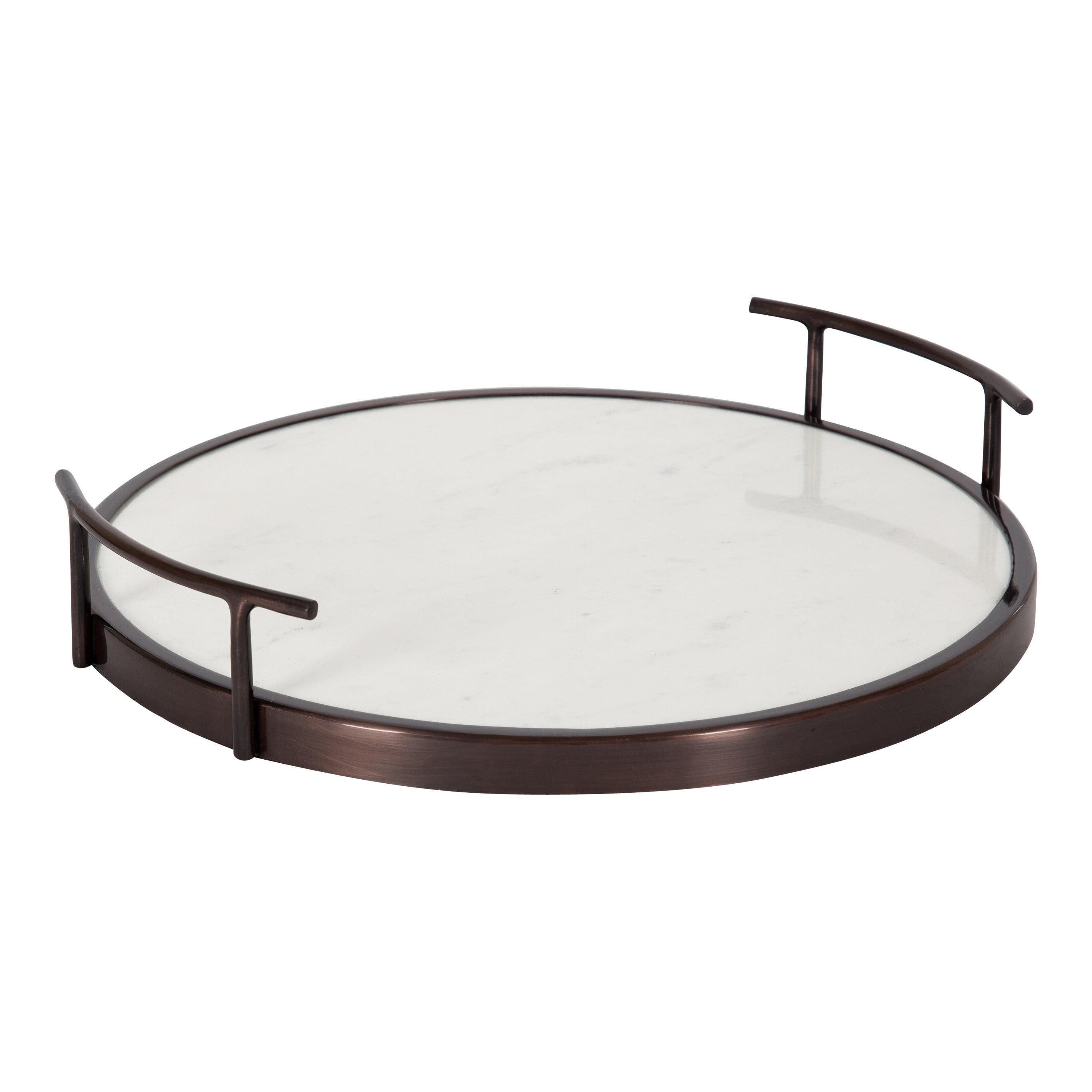 Elegant Round 14'' Bronze Marble Display & Serving Tray