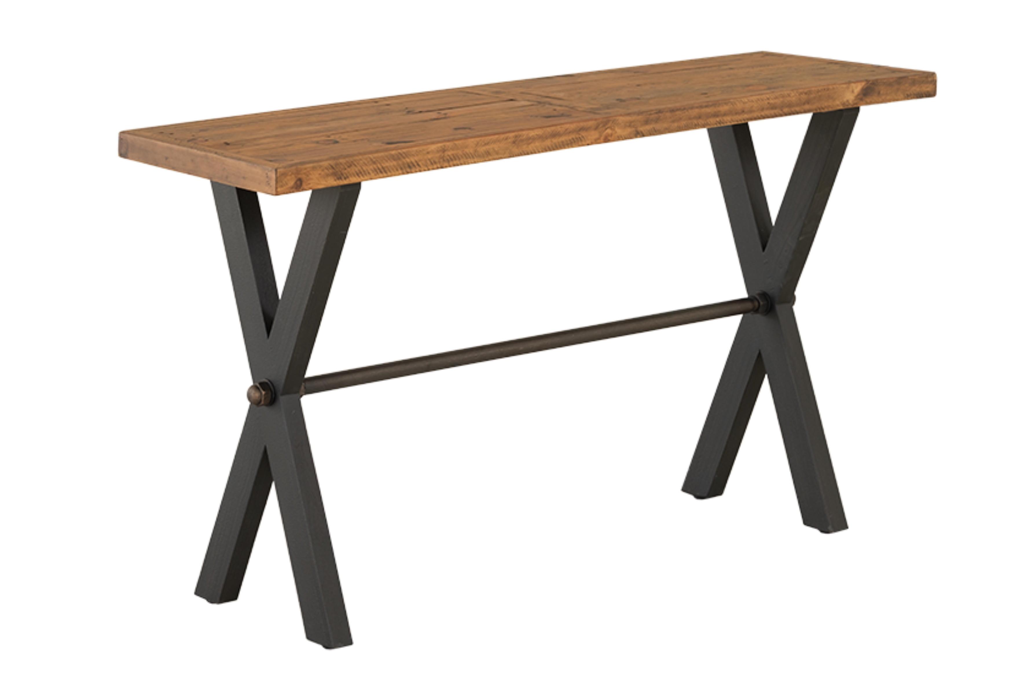 Cortesi Home Austin Console Table, Solid Reclaimed Wood with Black Wood Legs, Honey Pine