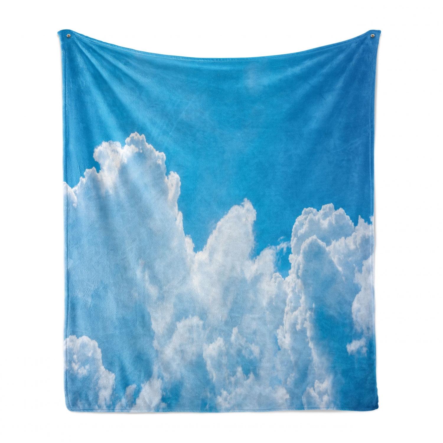 Ambesonne Blue White Fleece Throw Blanket Clouds Sky Heaven Blue White