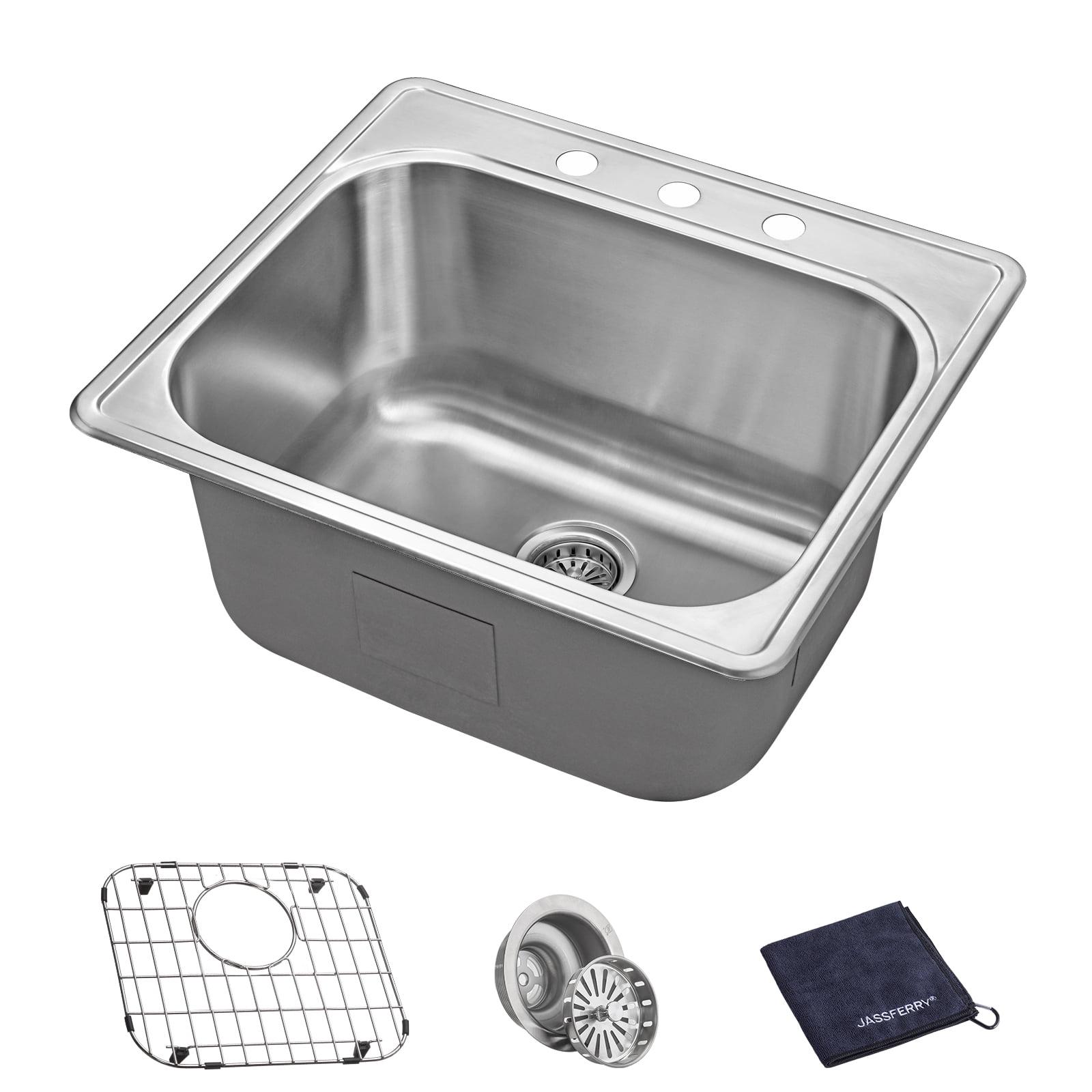 25" x 22" Stainless Steel Single Bowl Kitchen Sink with Accessories