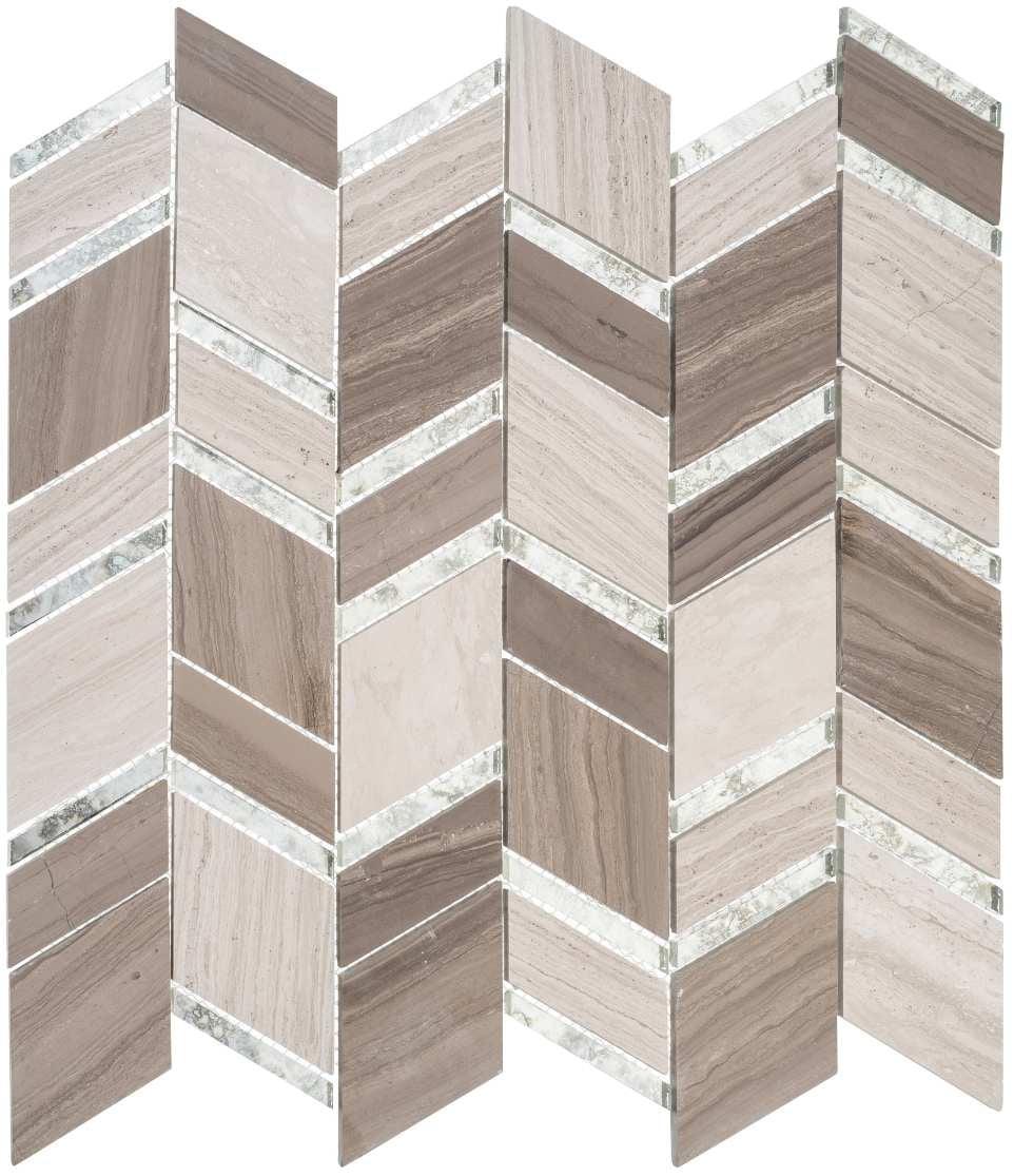 Casia Polished Brown Marble Chevron Mosaic Wall Tile