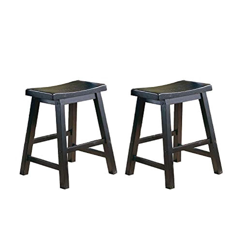 Homelegance 18 Inch Dining Height Wooden Saddleback Seat Barstool, Black