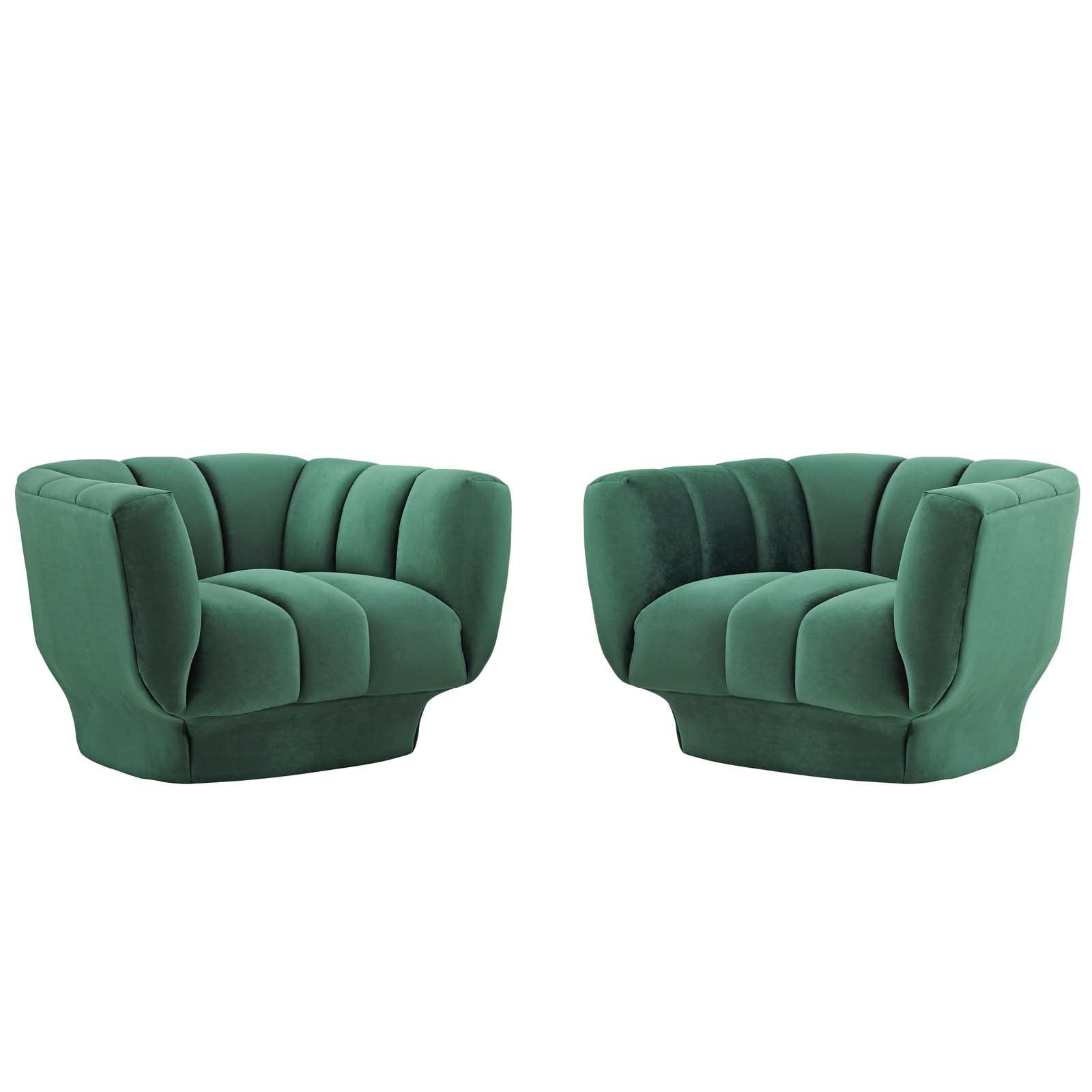 Vintage Glamour Green Velvet Extra Wide Armchair Set