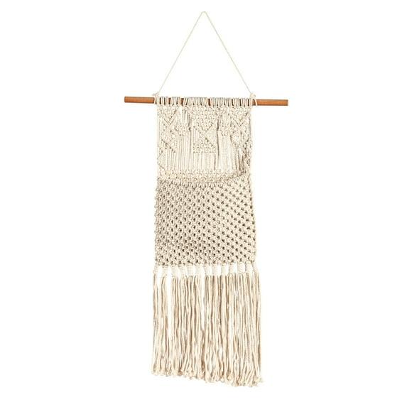 Macrame Wall Pocket Plant Cover, Natural