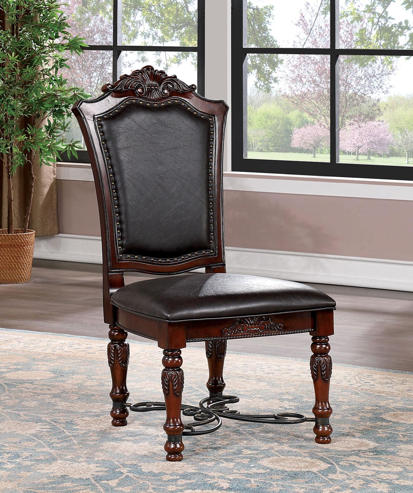 Picardy Brown Cherry and Black Upholstered Side Chair with Metal Accents