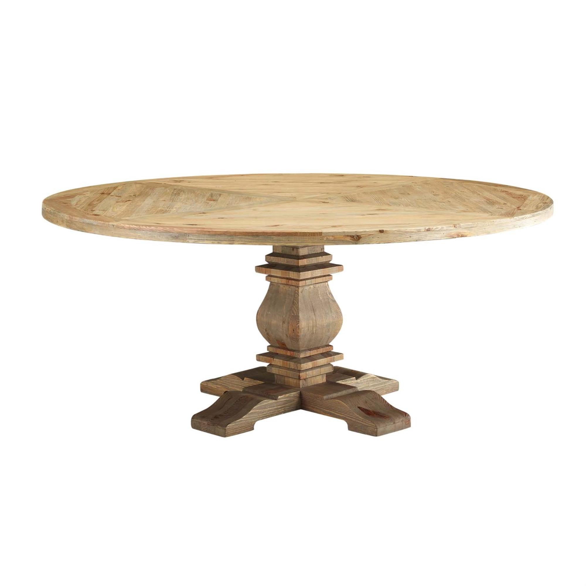 Rustic Farmhouse 71" Reclaimed Pine Wood Round Dining Table