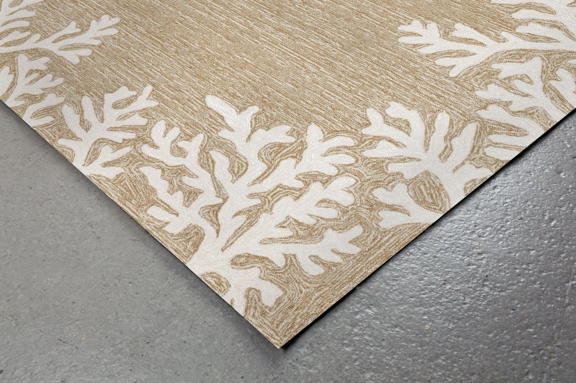Coral Reef Motif Hand-Tufted Wool Blend Indoor/Outdoor Rug 24"x36"