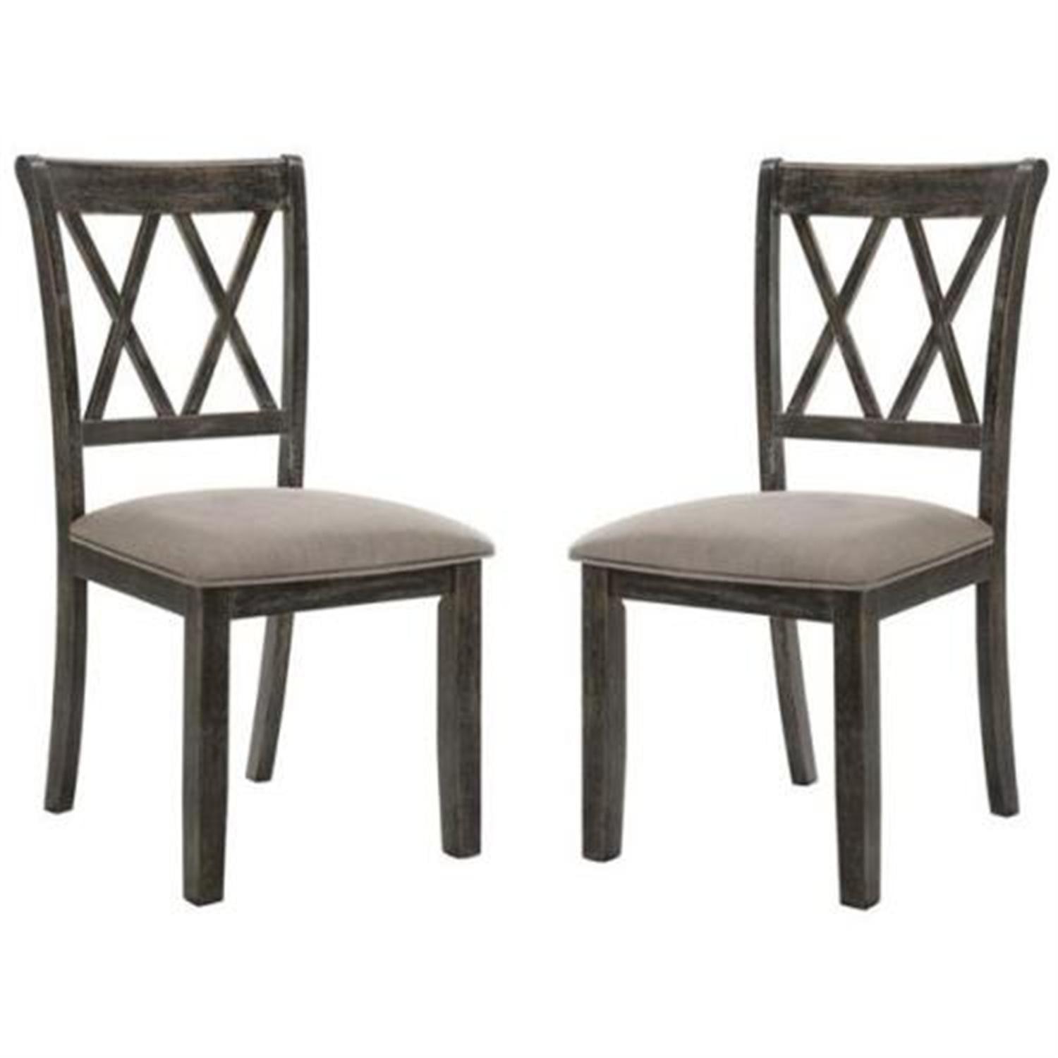 Set of 2 20" Claudia Fabric Dining Chairs Weathered Gray - Acme Furniture