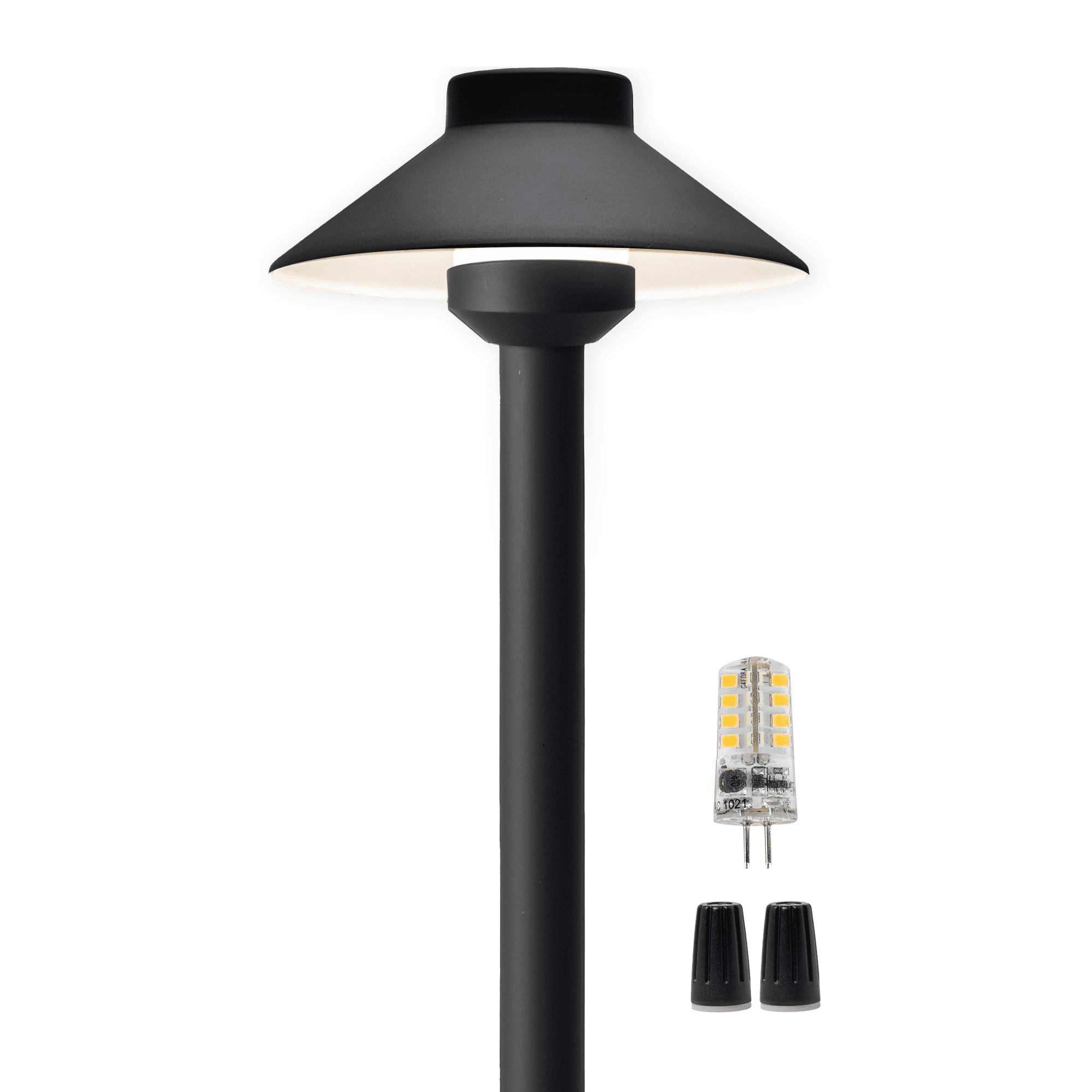 Gardenreet Brass Path Lights Black, Low Voltage LED Landscape Pathway Lights, 12V Outdoor Waterproof Landscape Lighting(Hat) for Walkway Driveway Garden Yard with 3W 2700K Warm White LED G4 Bulb