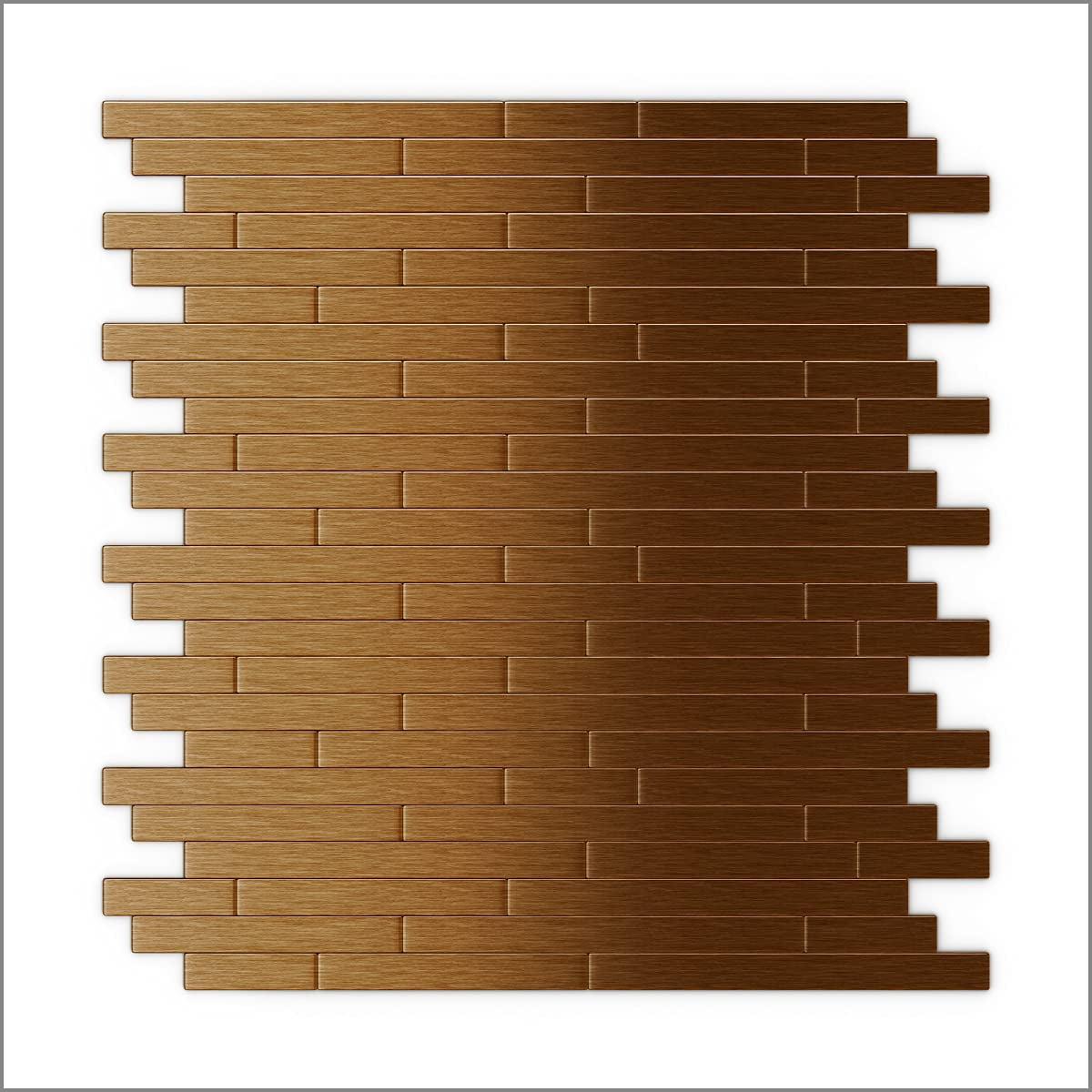 Wally Dark Copper Brushed Metal Peel & Stick Wall Mosaic Tiles