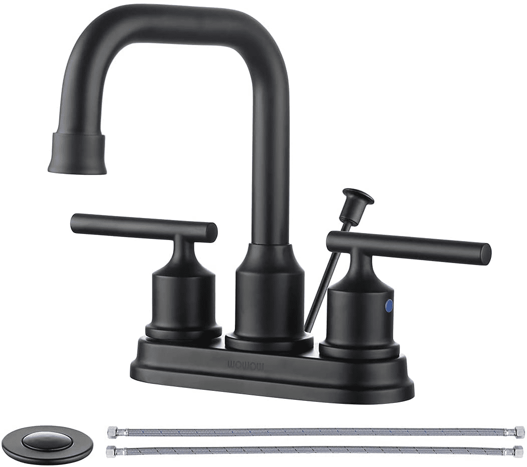 Matte Black Nickel 2-Handle Centerset Bathroom Faucet with Easy Install Drain