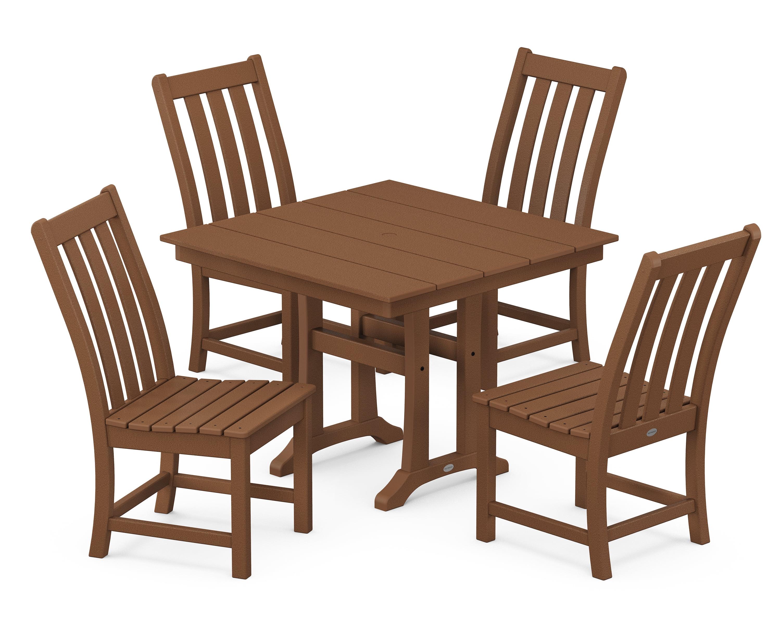 Vineyard Teak 5-Piece Trestle Farmhouse Dining Set for Four