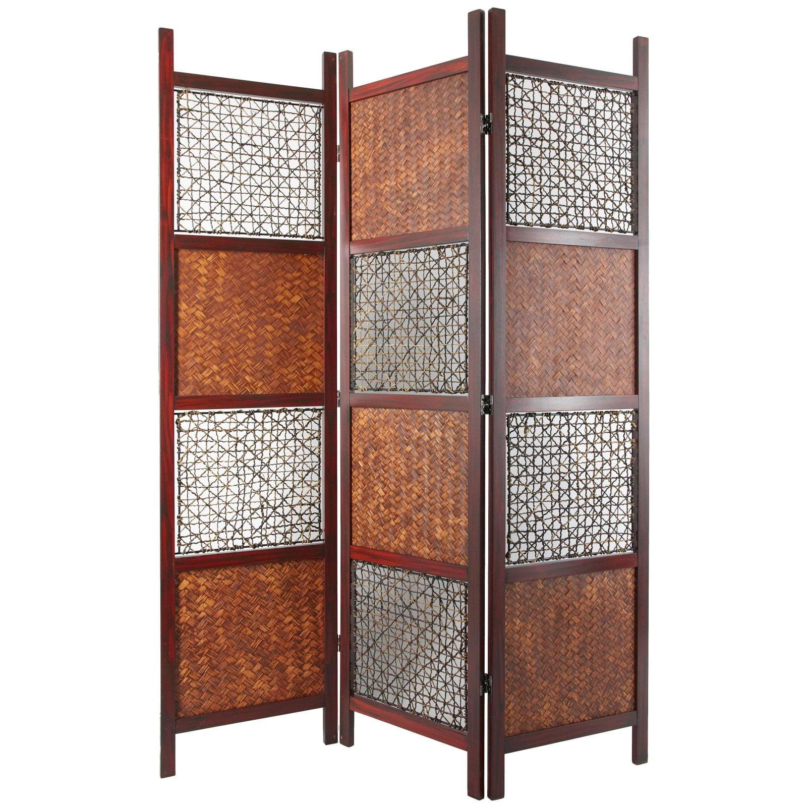 71" x 53" Bamboo and Abaca 3-Panel Folding Room Divider