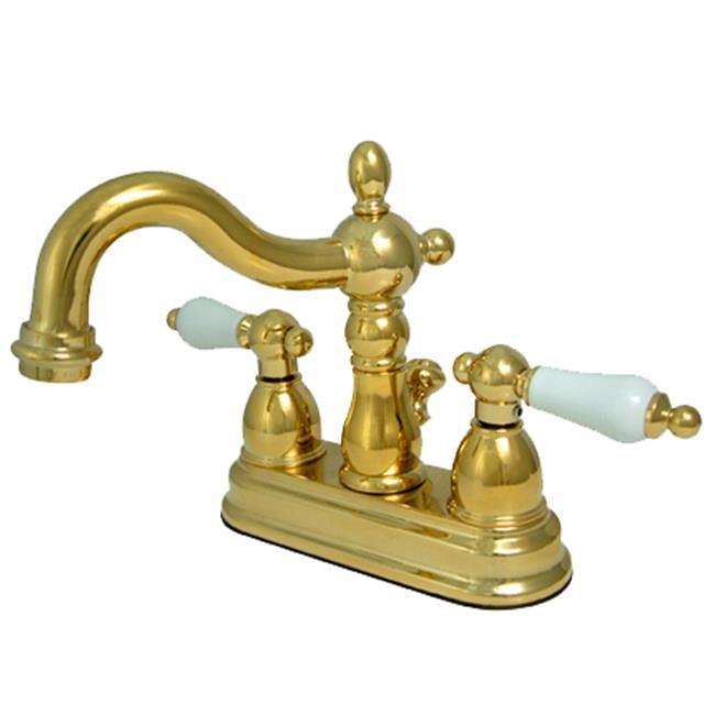 Polished Brass 4-Inch Centerset Lavatory Faucet with Pop-Up Drain