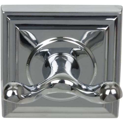 Polished Chrome Double Robe Hook with Square Backplate