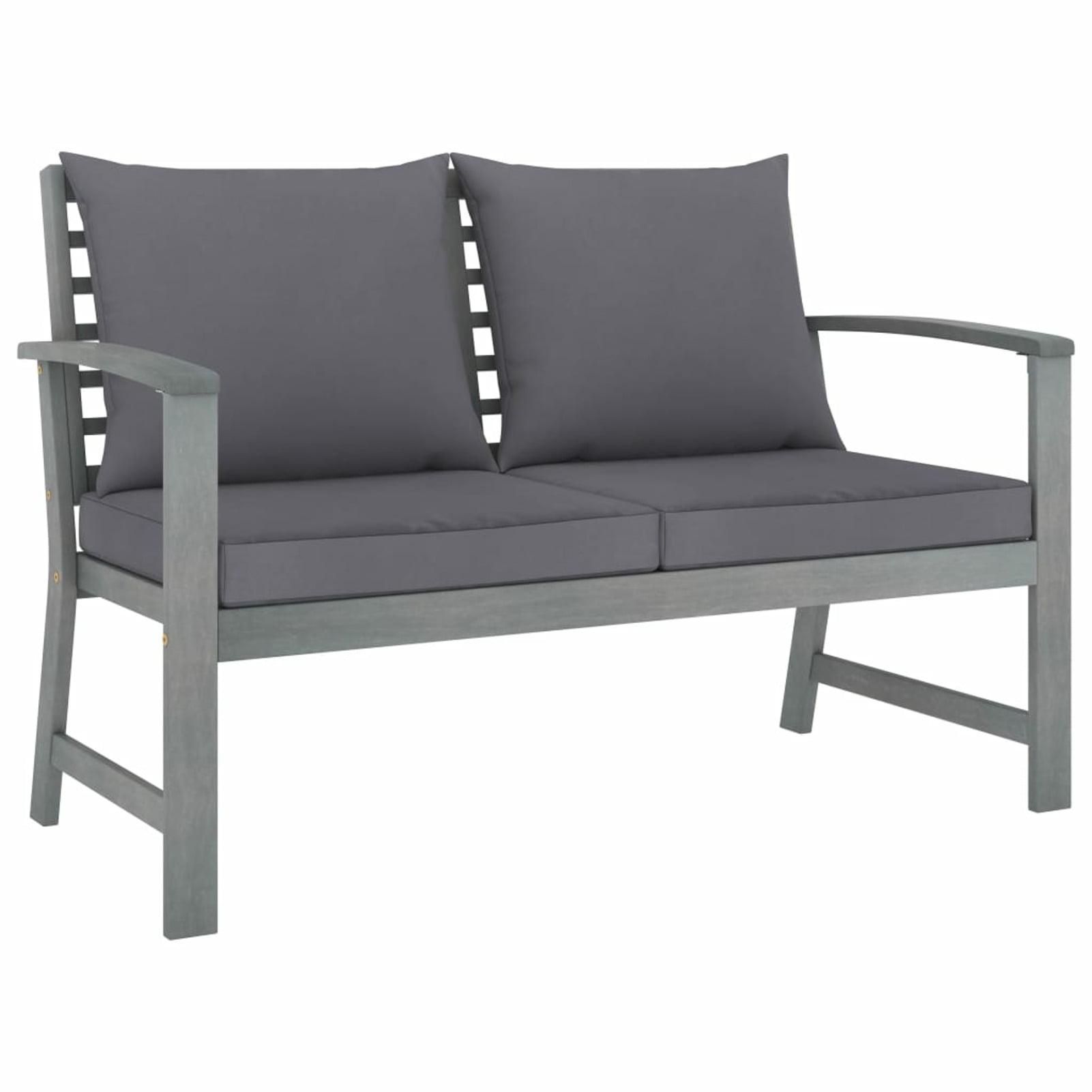 vidaXL Patio Garden Bench Loveseat with Cushion for Backyard Solid Wood Acacia