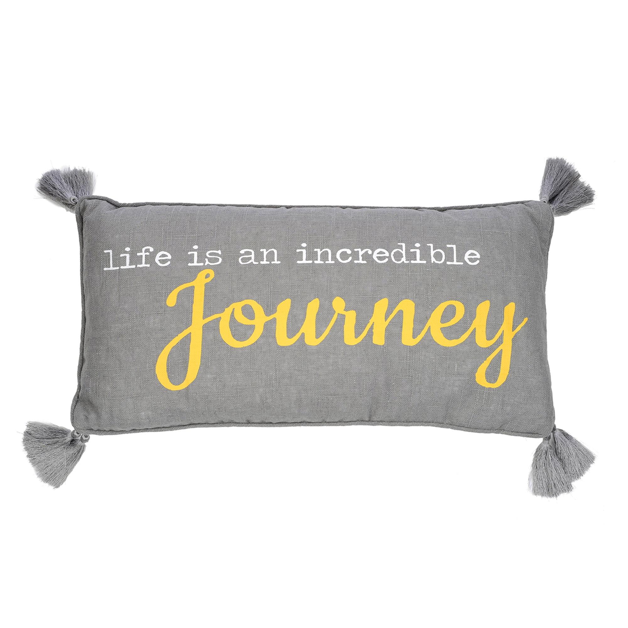 Inspirational Journey 12x24 Grey and Yellow Embroidered Pillow