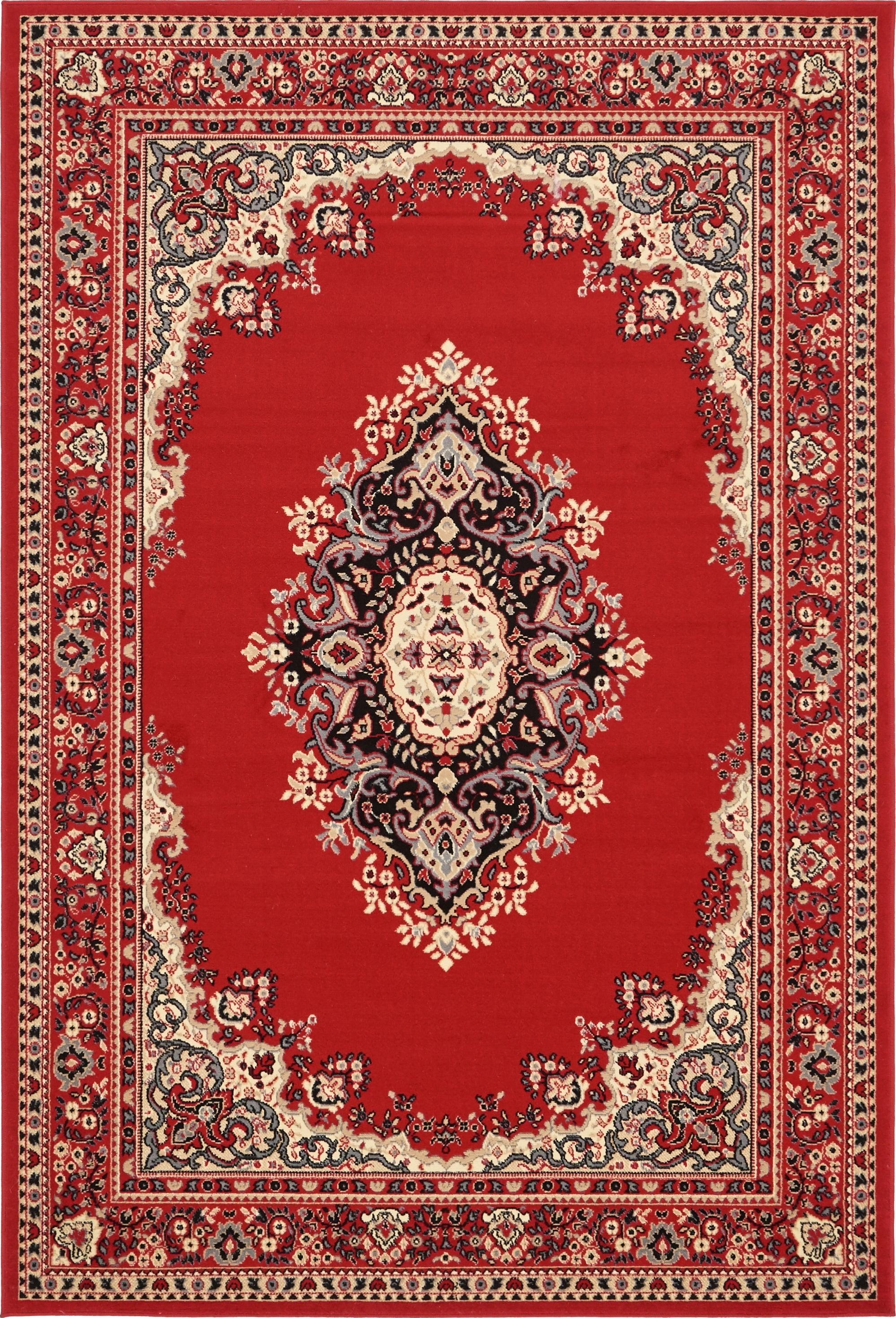 Elegant Medallion 6' x 9' Rectangular Red Synthetic Rug