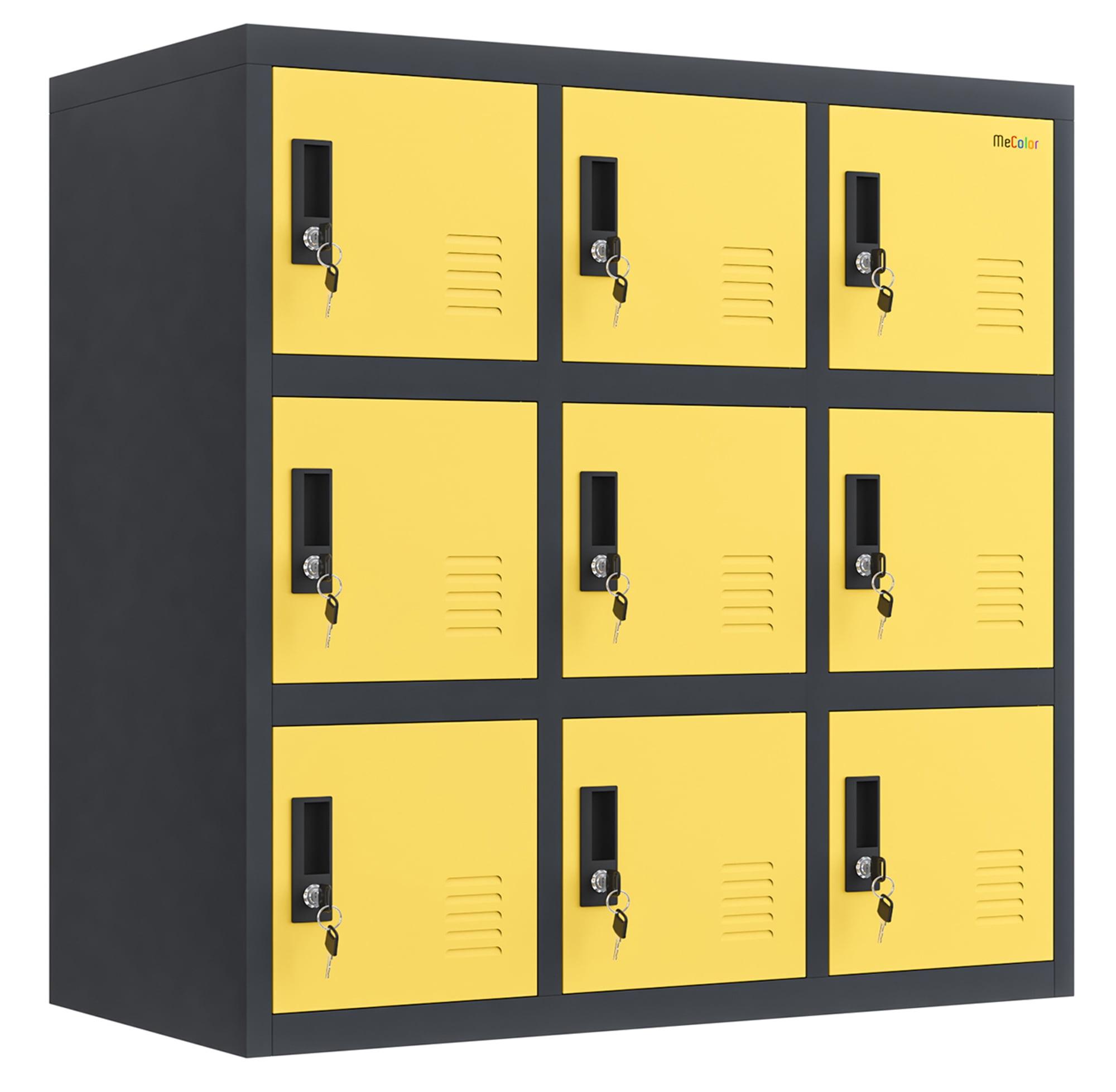 MECOLOR Metal Office and Home Storage Cabinet Locker with 9 Doors Beautiful Appearance