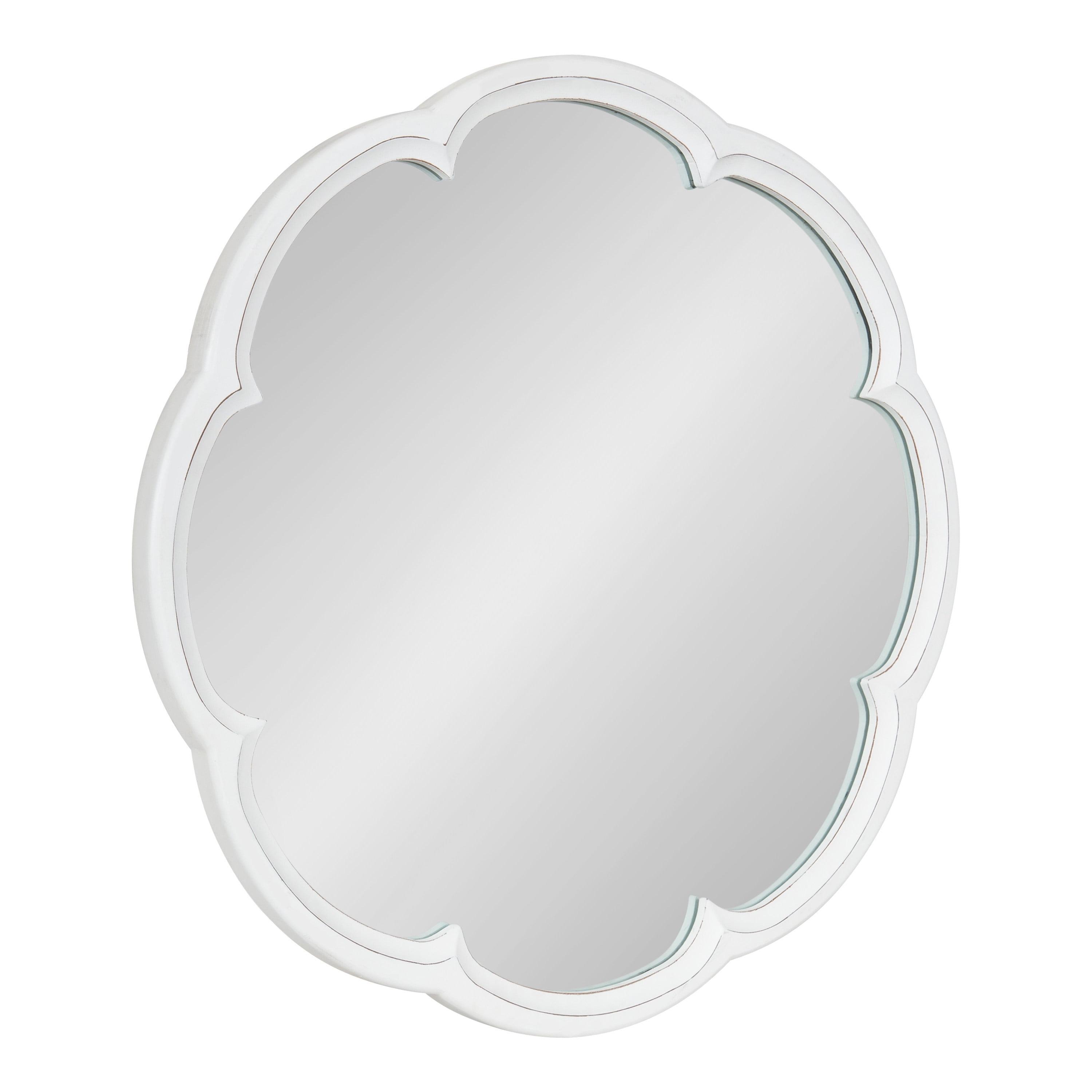 Kate and Laurel Maren Scalloped Wall Mirror, 26" Diameter, White