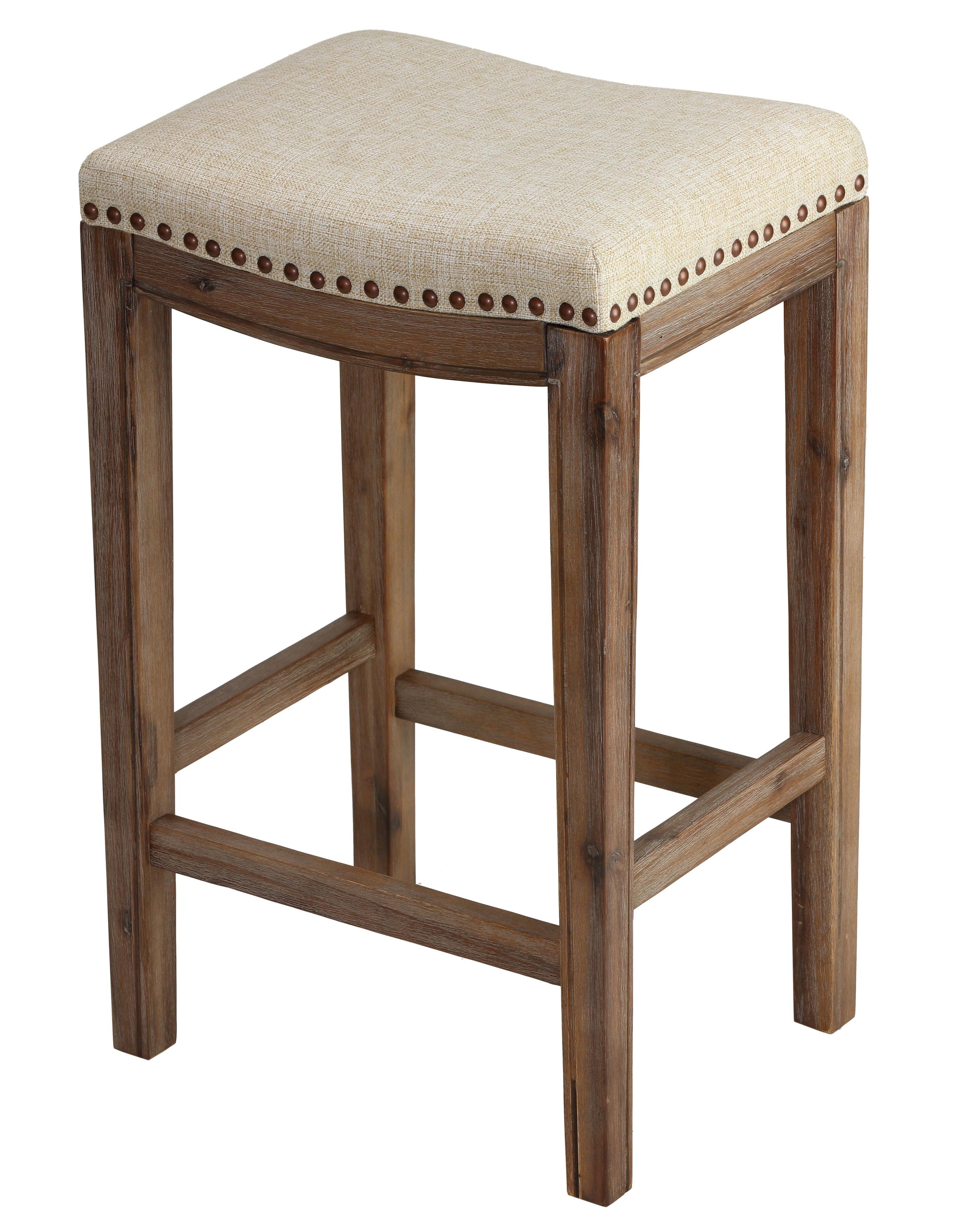 Elegant Backless Gray Wood Counter Stool, 24" Seat Height