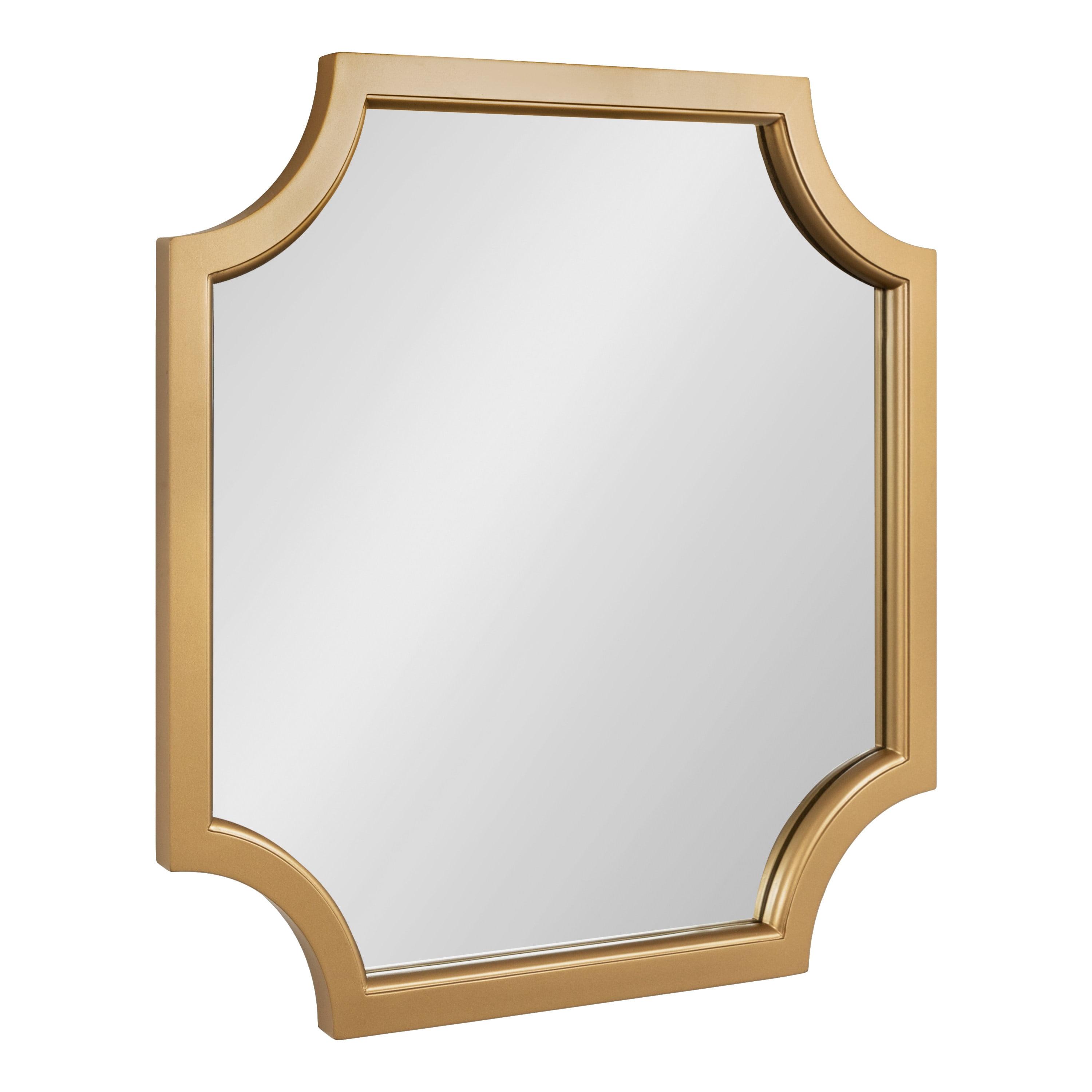 Hogan Scalloped Edge 24" Square Wood Mirror in Gold