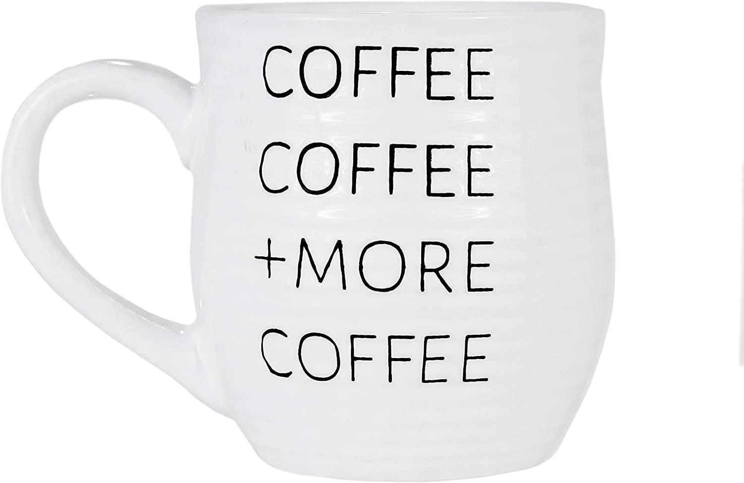 Amici Home Coffee, Coffee, More Coffee Ceramic Mug, Black Letters on White Coffee/Tea Mug, Microwave & Dishwasher Safe,20-Ounce