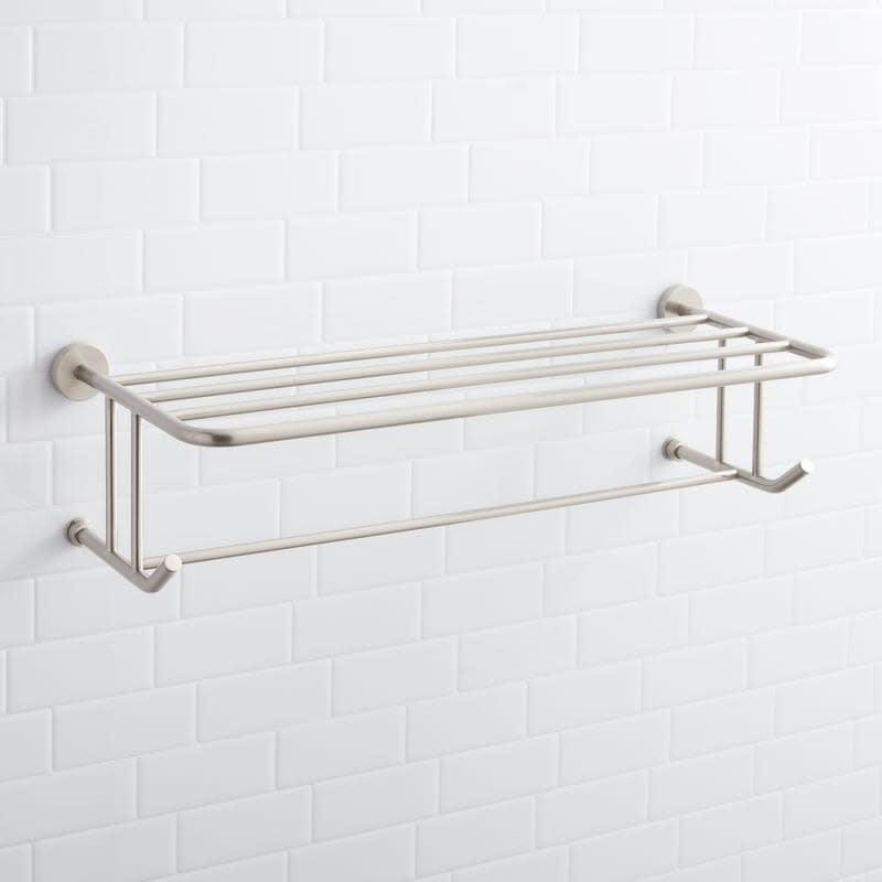 Brushed Nickel Wall-Mount Towel Rack with Shelf