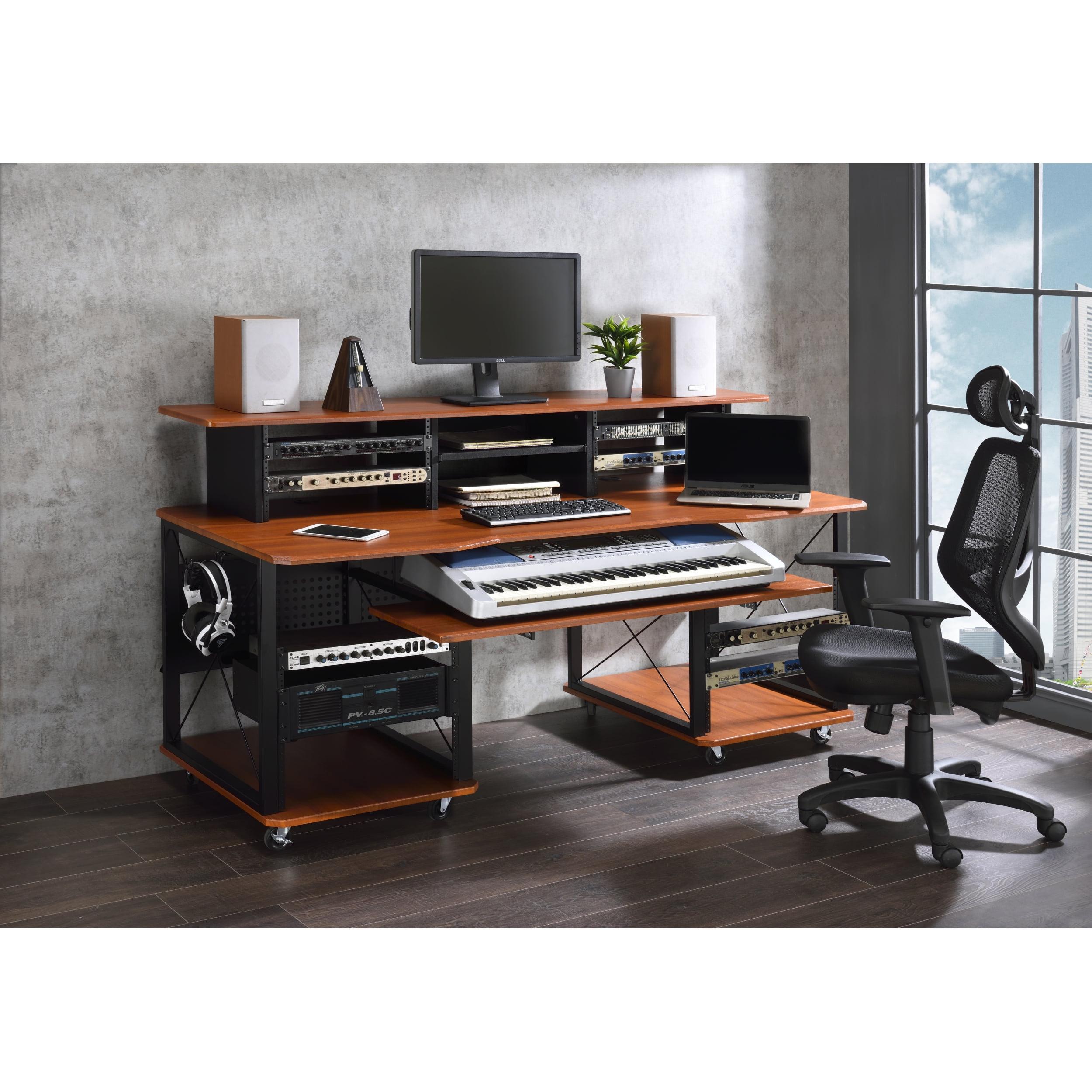 Megara Cherry & Black 72" Music Desk with Keyboard Tray