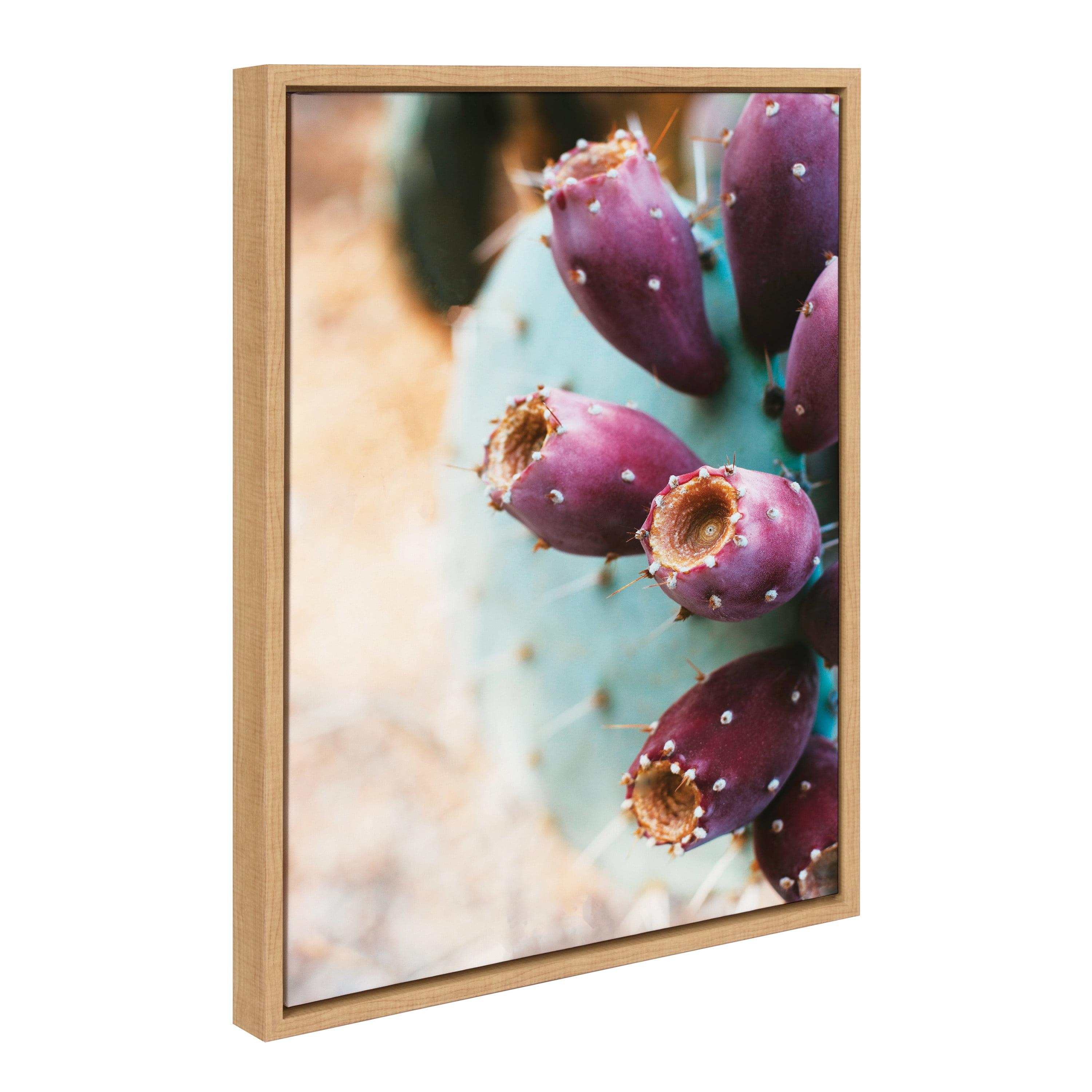 Natural Framed Cactus Landscape Canvas Print, 18x24