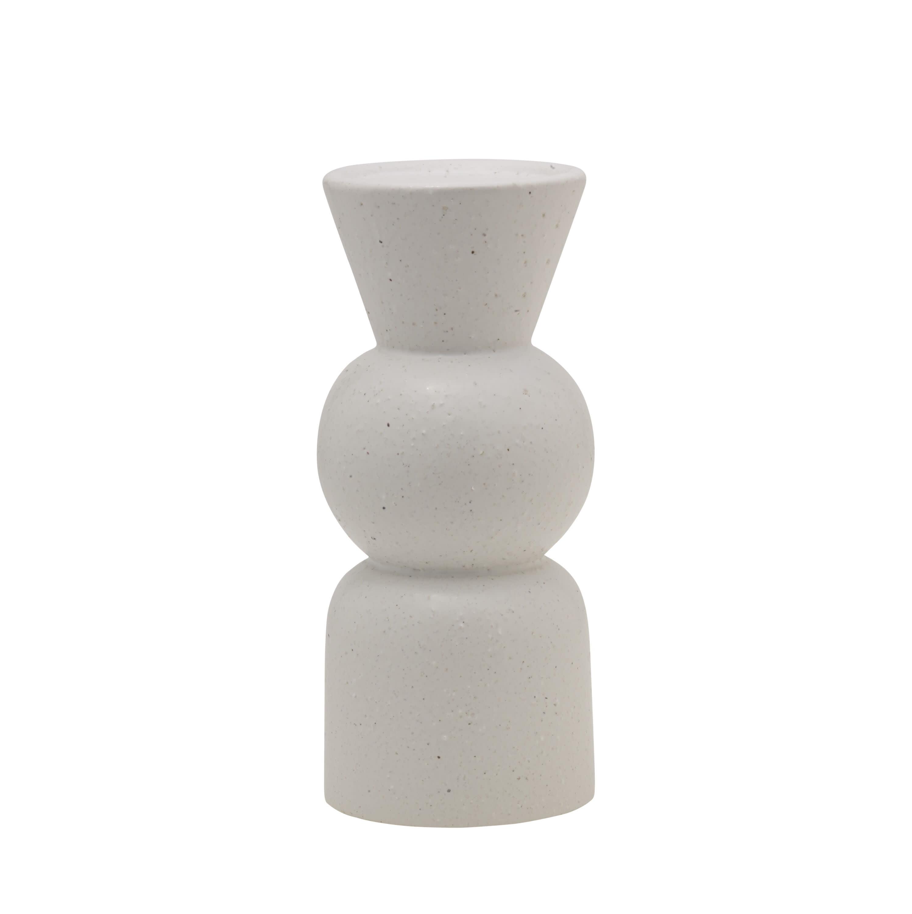 Elegant White Ceramic Sphere Candlestick, 9 Inch