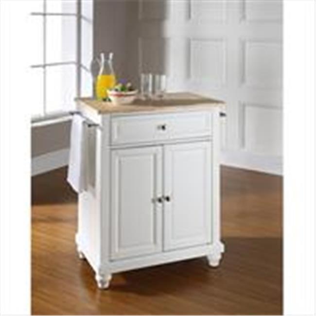 Cambridge 35" White Natural Wood Top Kitchen Island