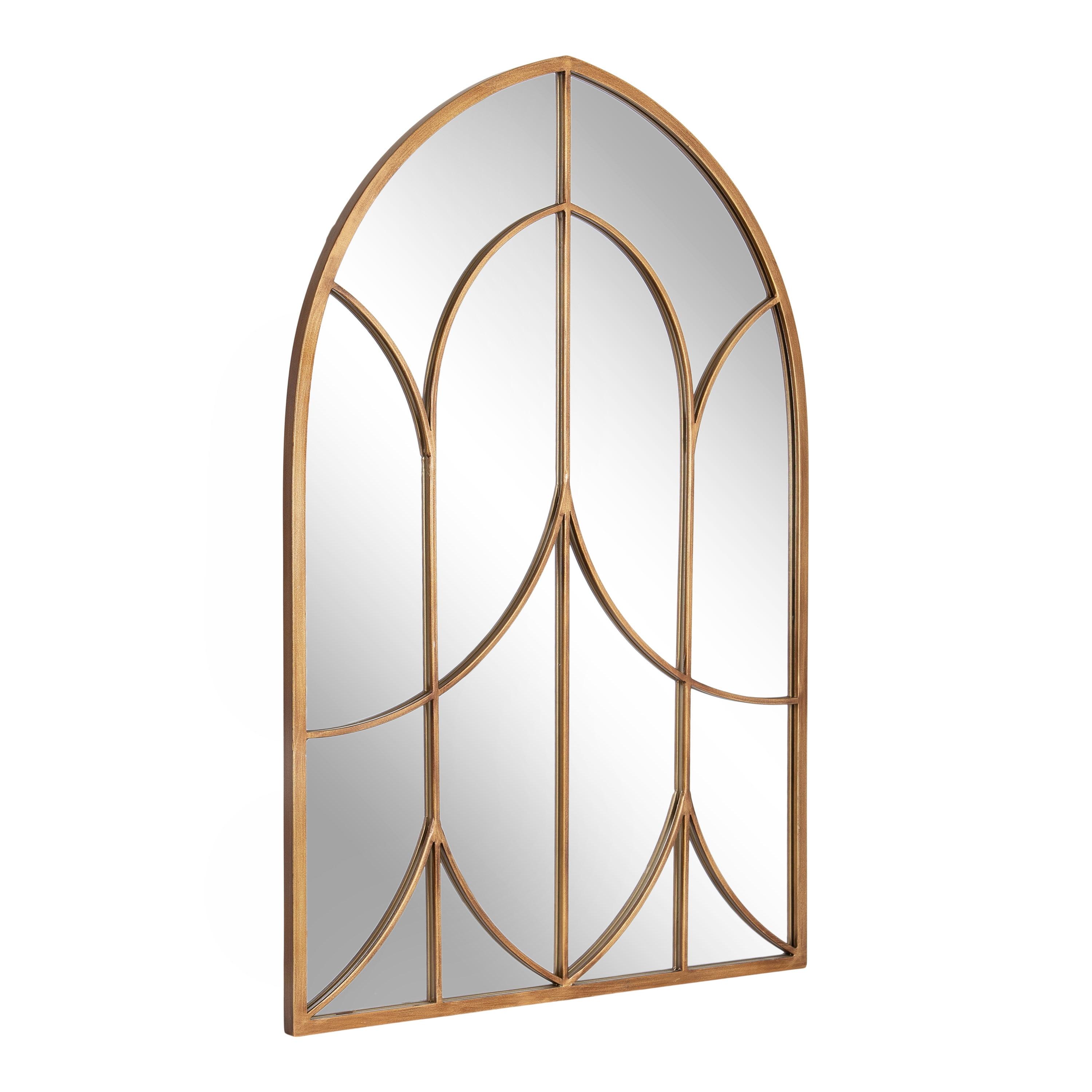 Larisa 24x36 Gold Arched Mirror with Iron Inlay