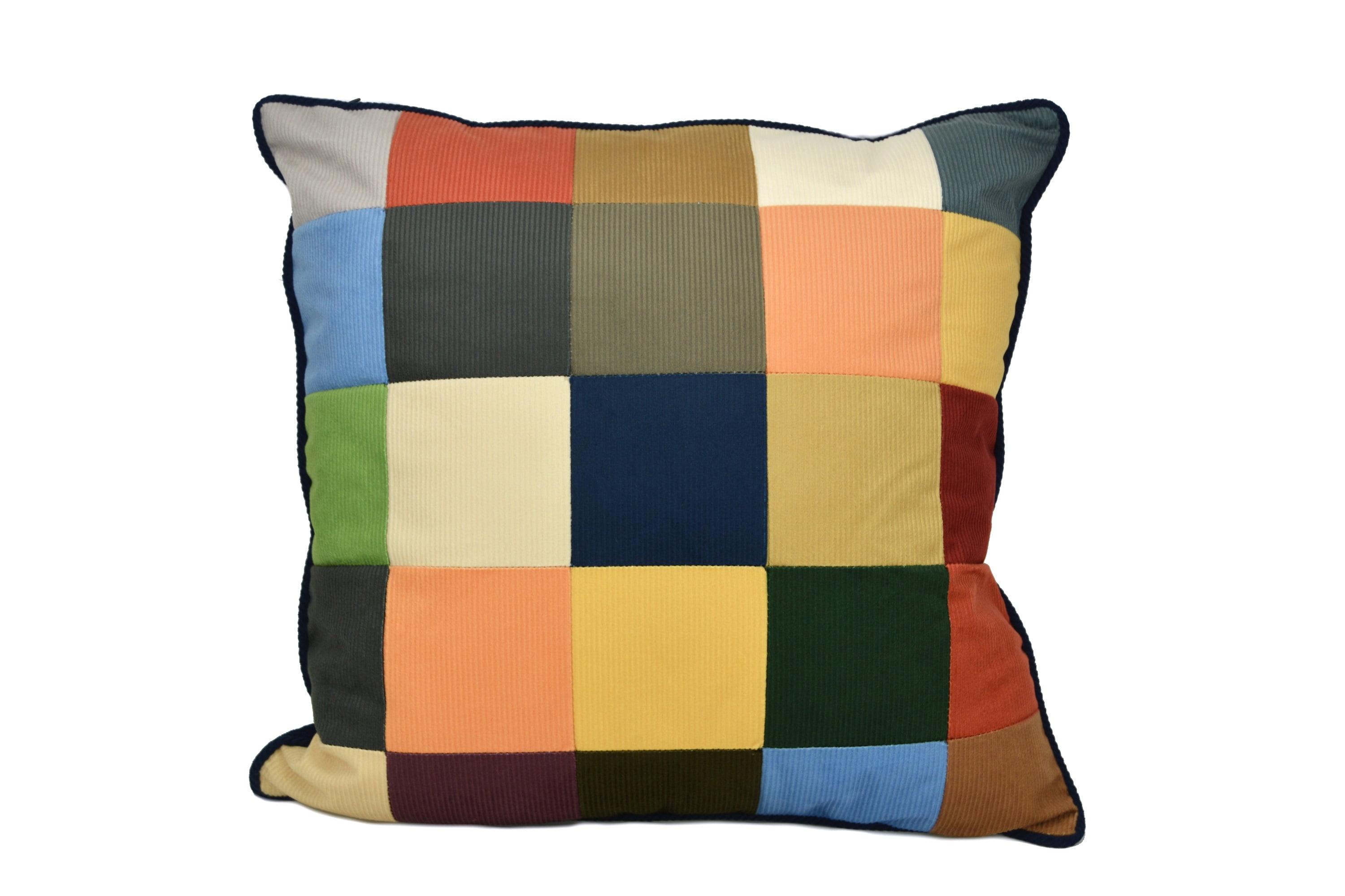 Sunset Cottage Multicolor Patchwork Square Throw Pillow