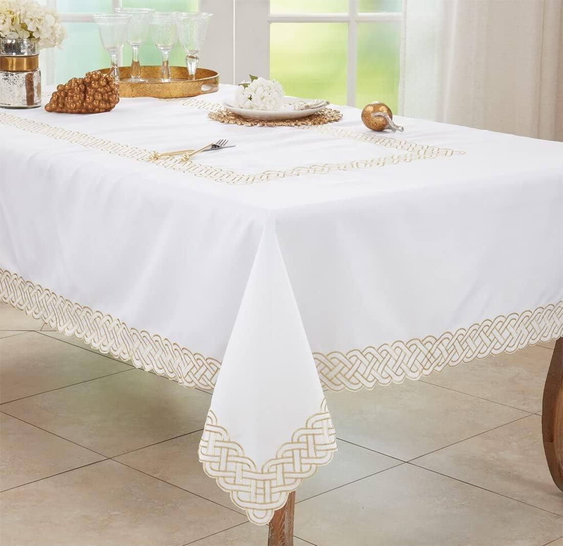 Saro Lifestyle Tablecloth with Braid Embroidered Design