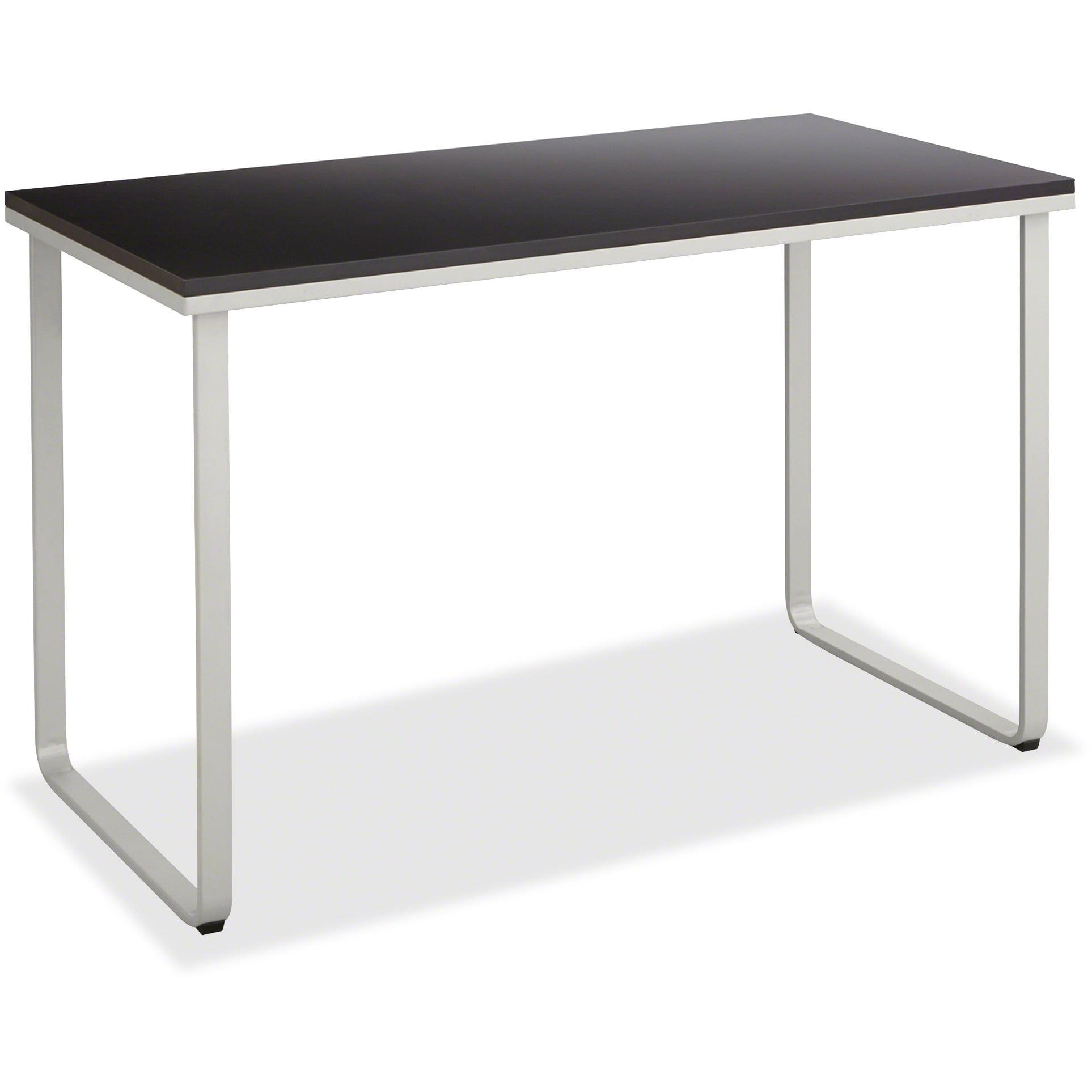 Sleek 47'' Black and Silver Steel Rectangular Desk with U-Shaped Legs