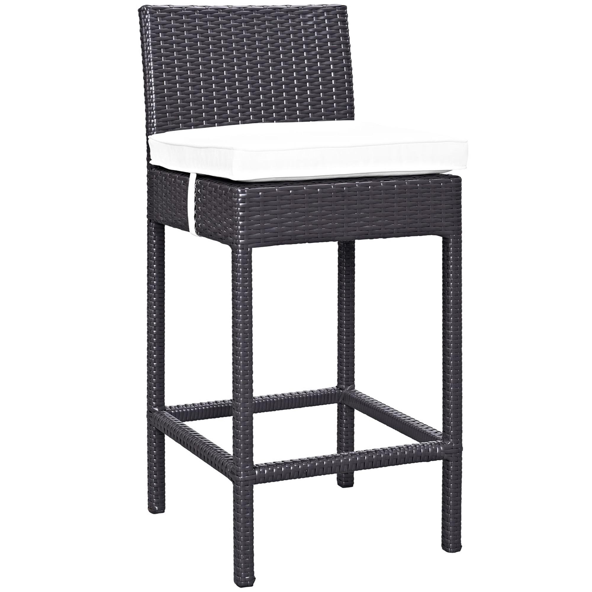 Modway Convene Wicker Rattan Outdoor Patio Bar Stool with Cushion