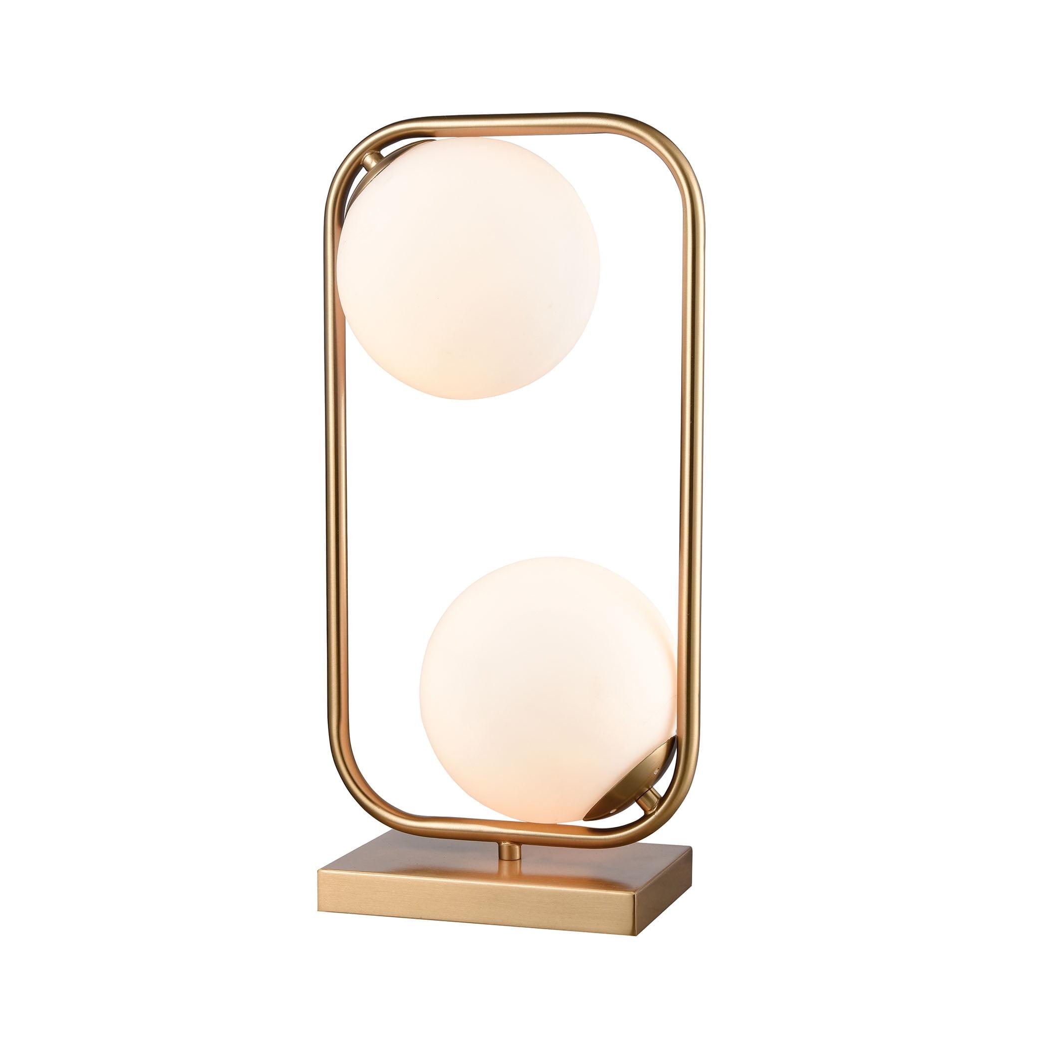 Moondance Aged Brass 2-Light Table Lamp with Frosted White Glass