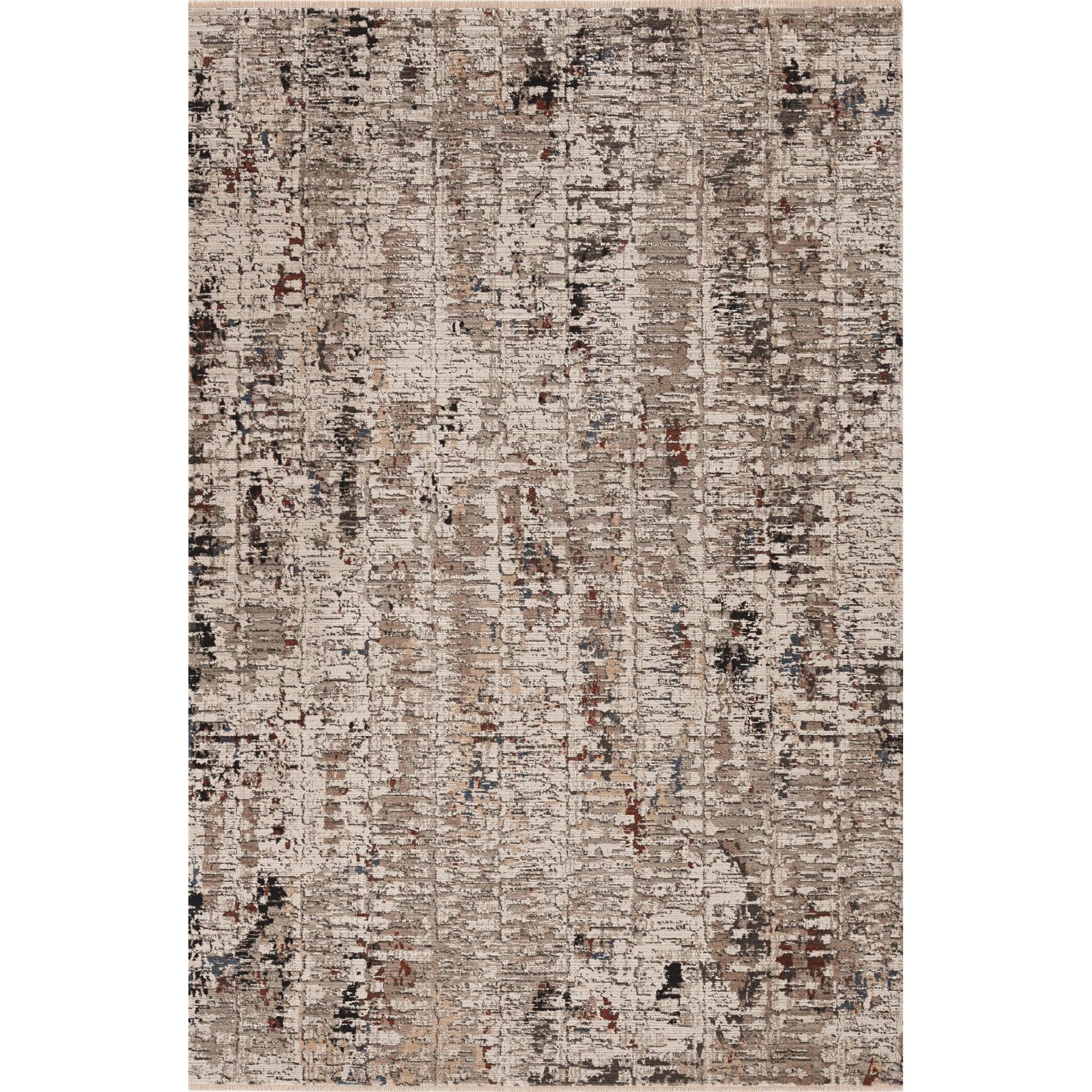 Karina Beige and Gray Abstract Medium Synthetic Area Rug