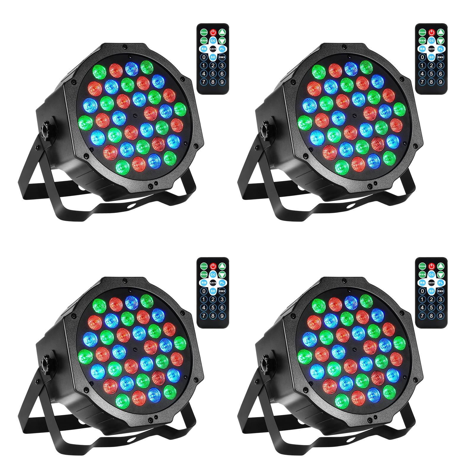 36 LED Stage Lights,4 Pack RGB DJ Par Light w/ Remote & DMX Controlled Sound Uplights for Wedding Birthday Christmas Holiday Dance Party Stage Lighting