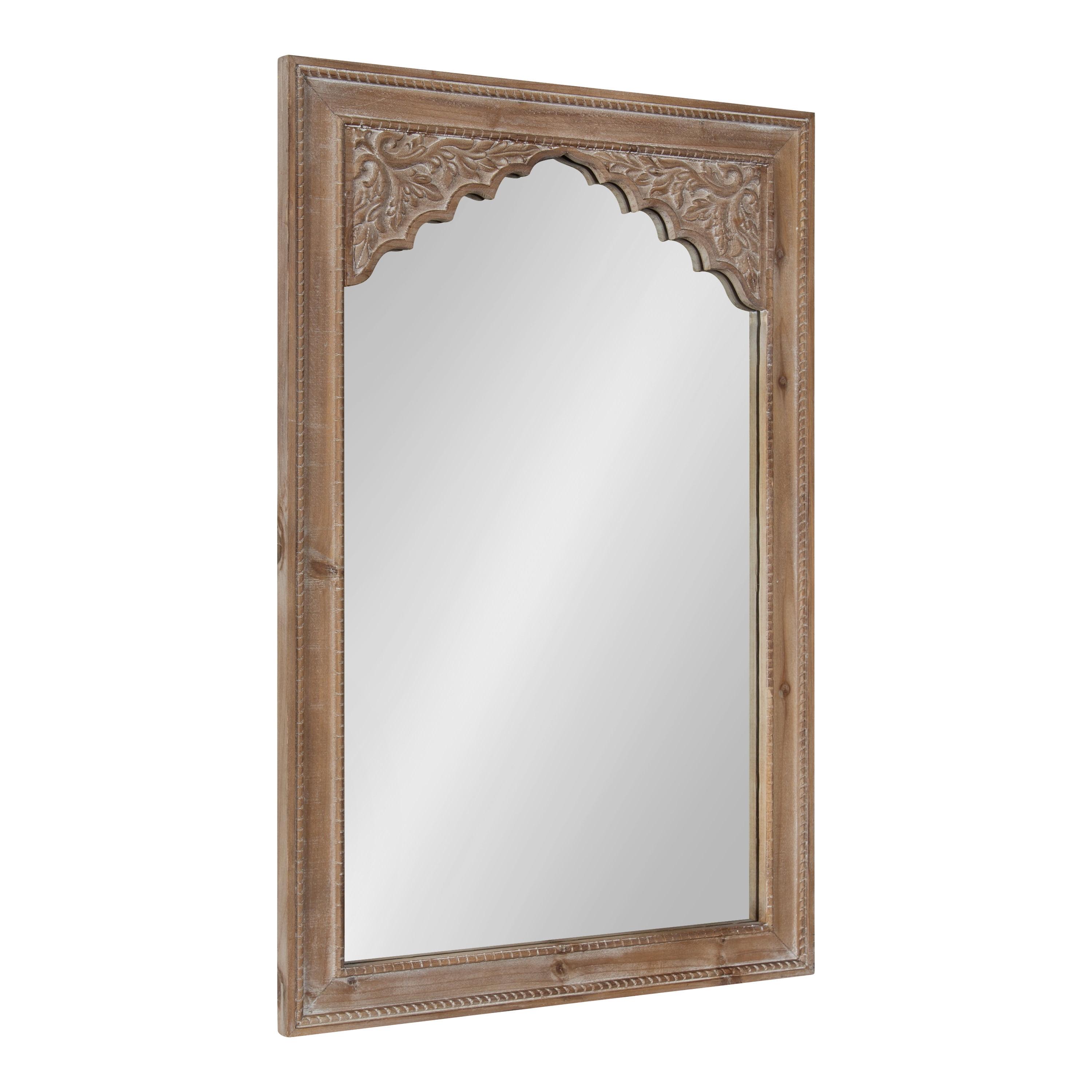 24" x 36" Shivani Wood Framed Decorative Wall Mirror Rustic Brown - Kate & Laurel All Things Decor: Bohemian Vintage Style