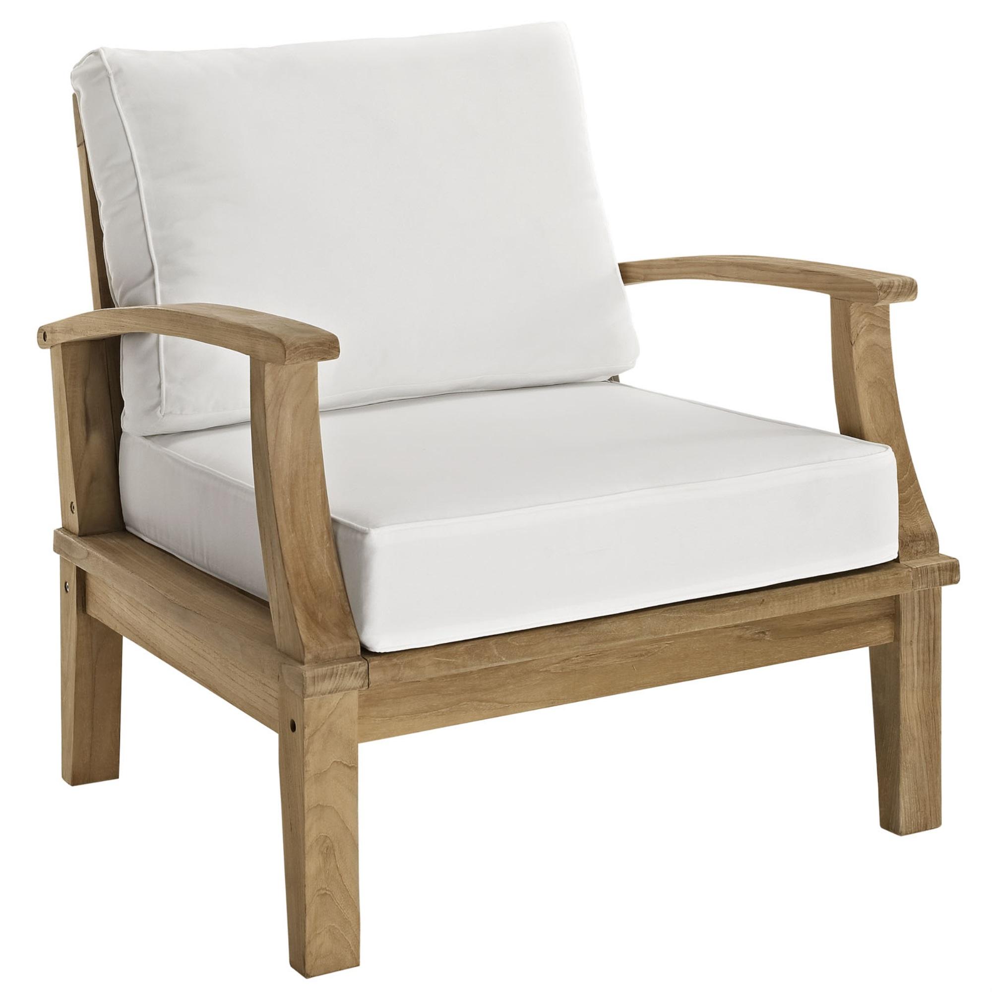 Natural White Teak Outdoor Accent Chair with Tapered Legs