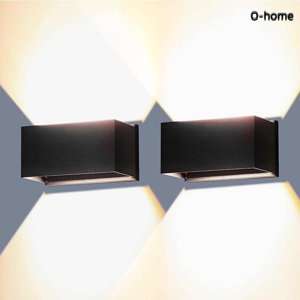 Modern Black Aluminum Up and Down Outdoor Wall Sconce Set