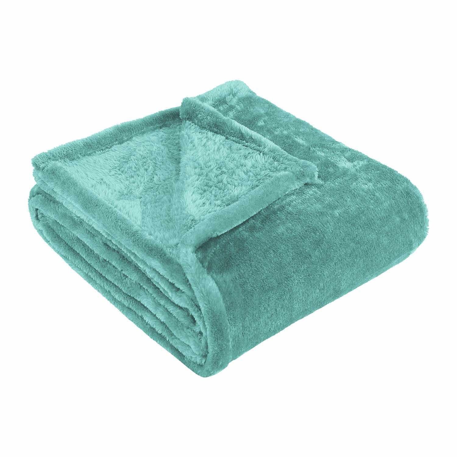 Luxurious Turquoise Fleece Full/Queen Throw Blanket - Fade Resistant
