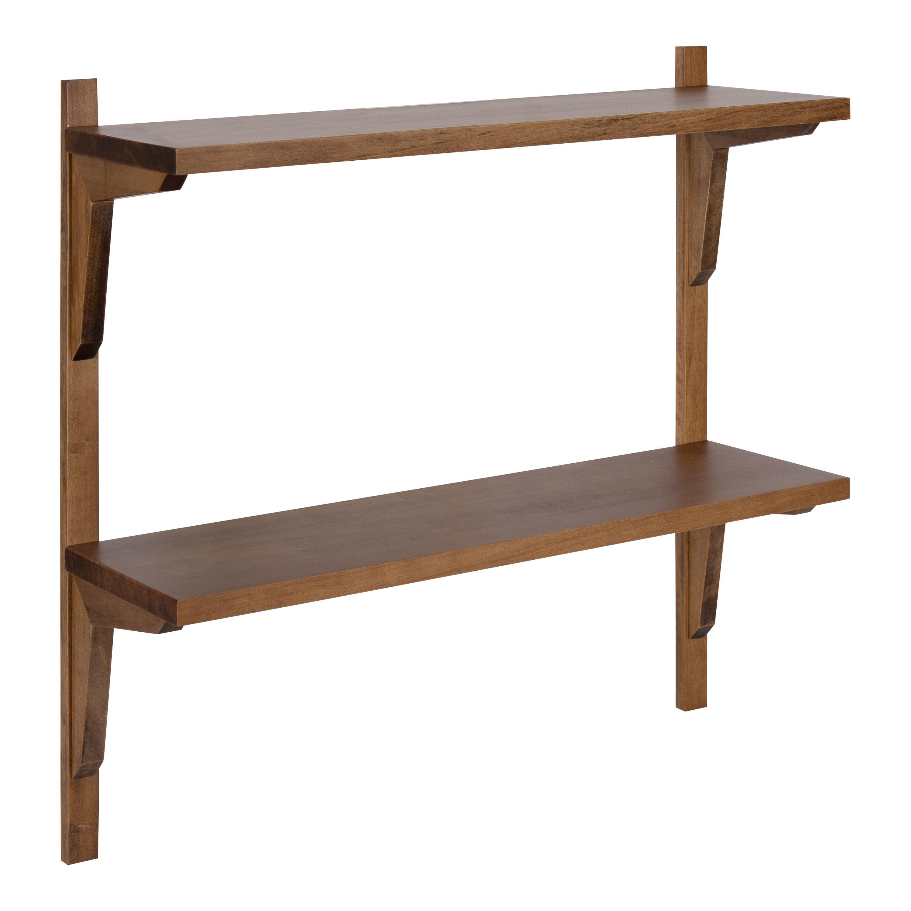 Kate and Laurel Meridien Wood Wall Shelf, Rustic Brown 24x8x24