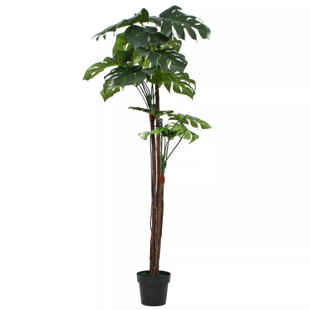 vidaXL Artificial Plant with Pot Fake Decorative Monstera Indoor Plant Green