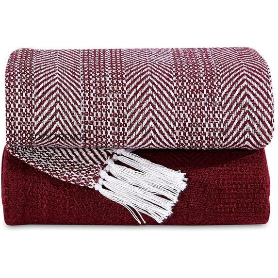 Luxurious Hand Woven Cozy Warm Combed Cotton All Season Indoor Outdoor Light Weight Fade Resistant Couch Chair Bed Throw Blankets Batik 50x60 Inch Set of 7