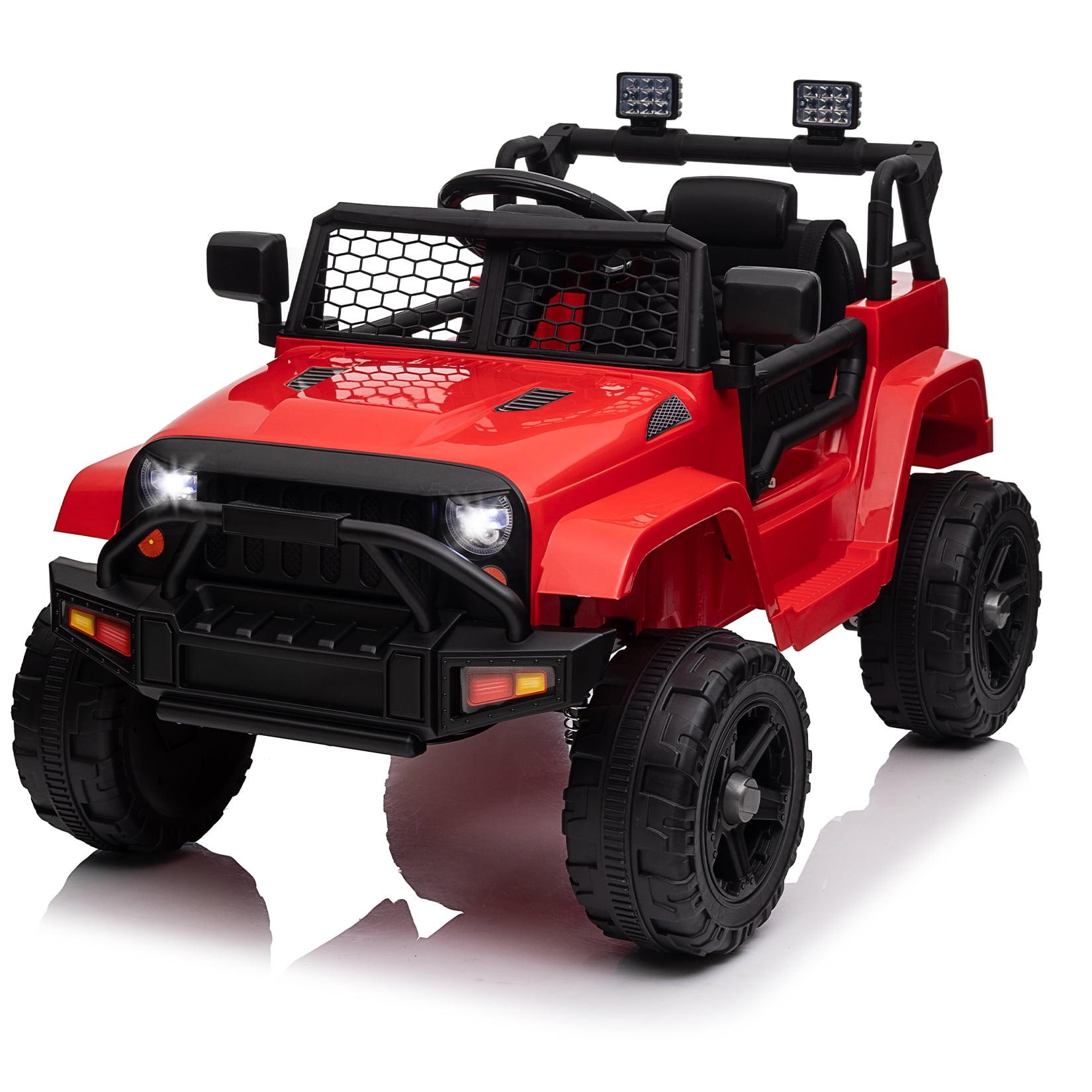 Red 12V Kids Ride-On Truck with Remote Control and Music