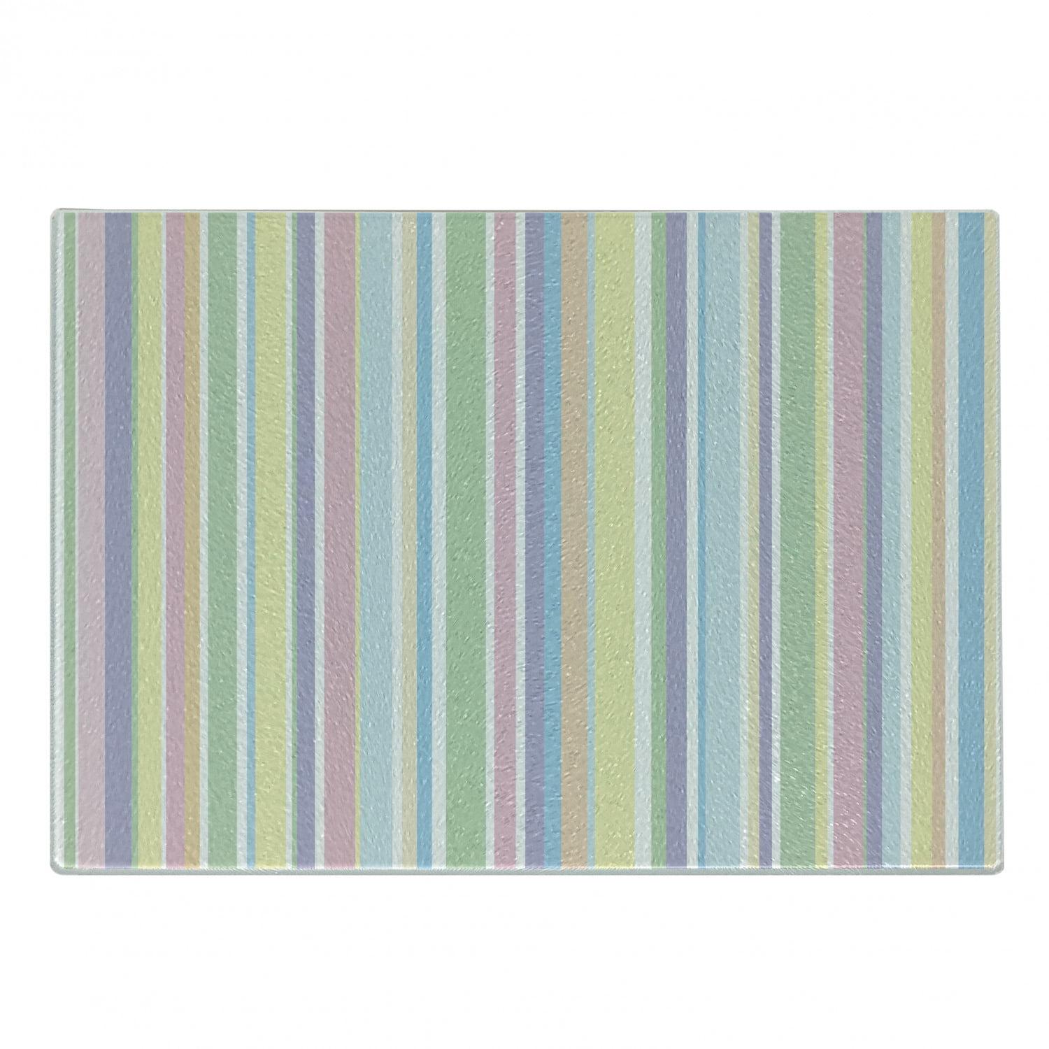 Ambesonne Pastel Tempered Glass Cutting Board Striped Classic Pattern Multicolor